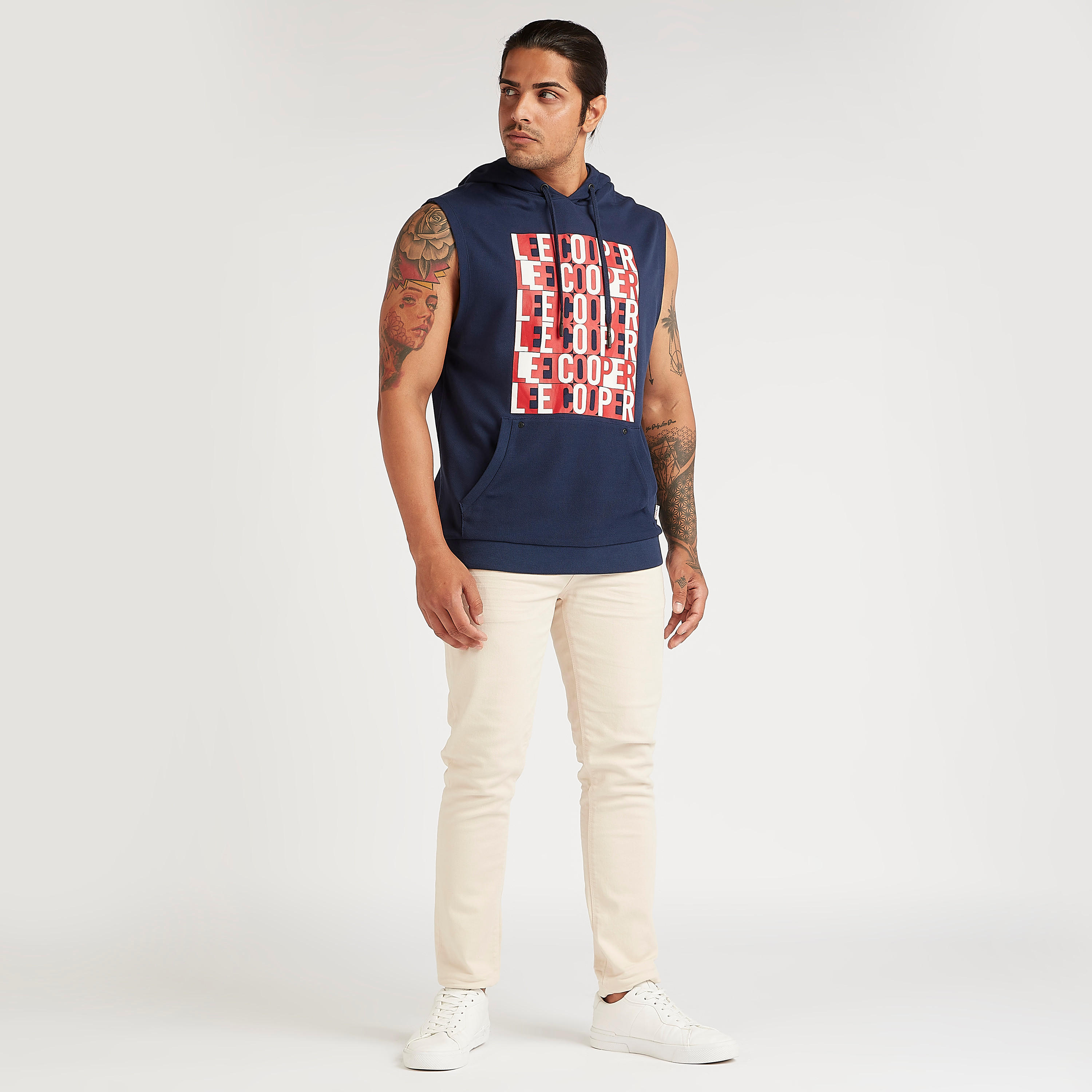Lee Cooper Printed Sleeveless Hoodie with Kangaroo Pocket-men-clothing-tshirtsandpolos-tshirts-image-2