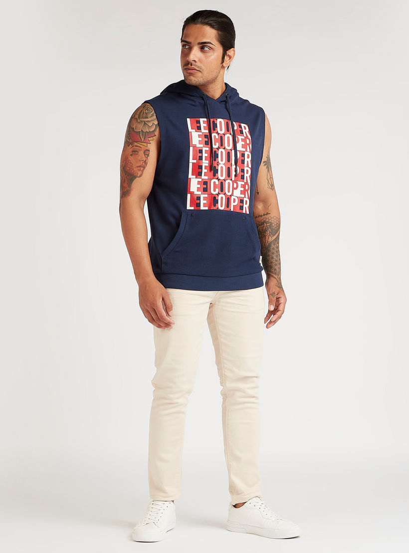 Lee Cooper Printed Sleeveless Hoodie with Kangaroo Pocket-men-clothing-tshirtsandpolos-tshirts-image-2