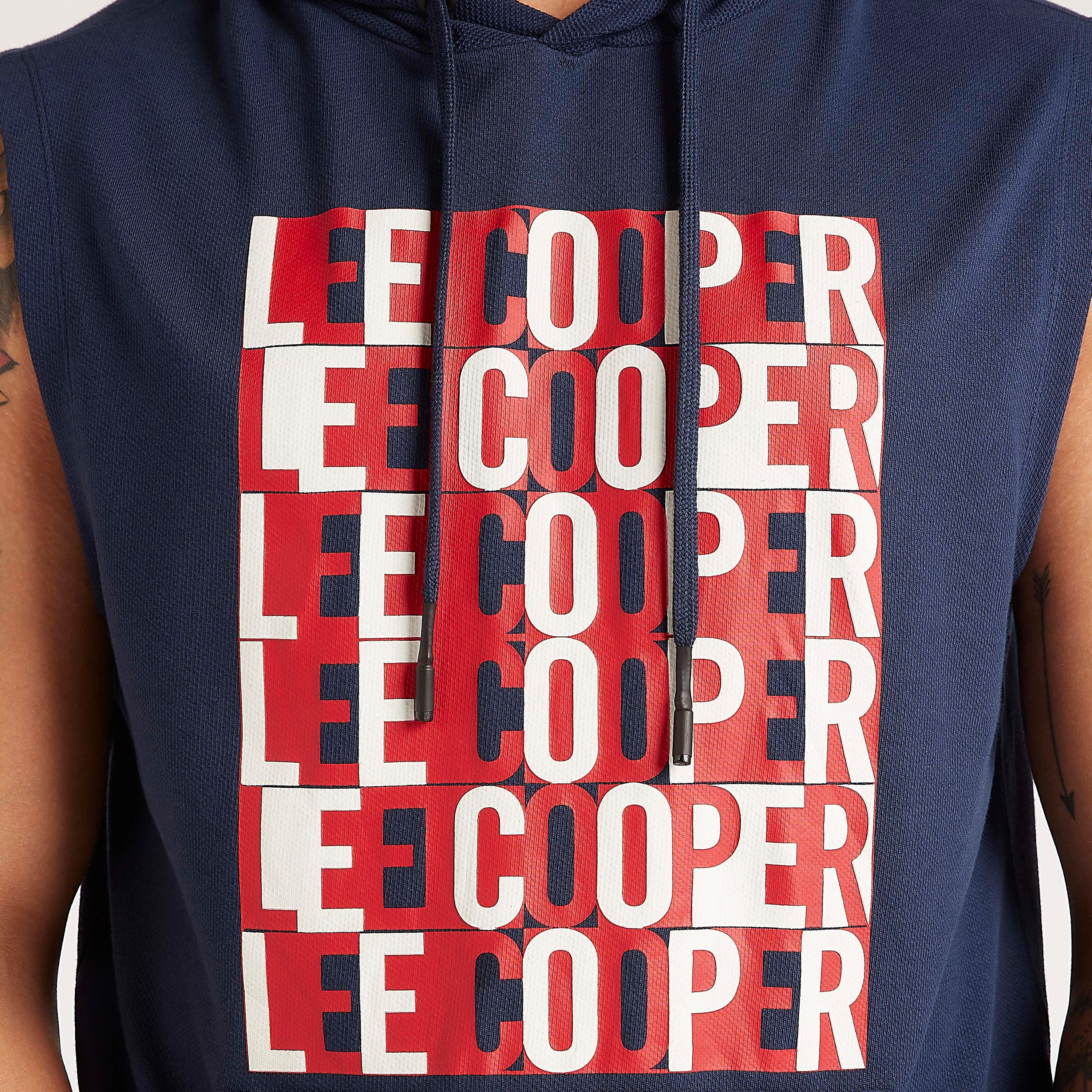 Lee Cooper Printed Sleeveless Hoodie with Kangaroo Pocket-men-clothing-tshirtsandpolos-tshirts-image-3