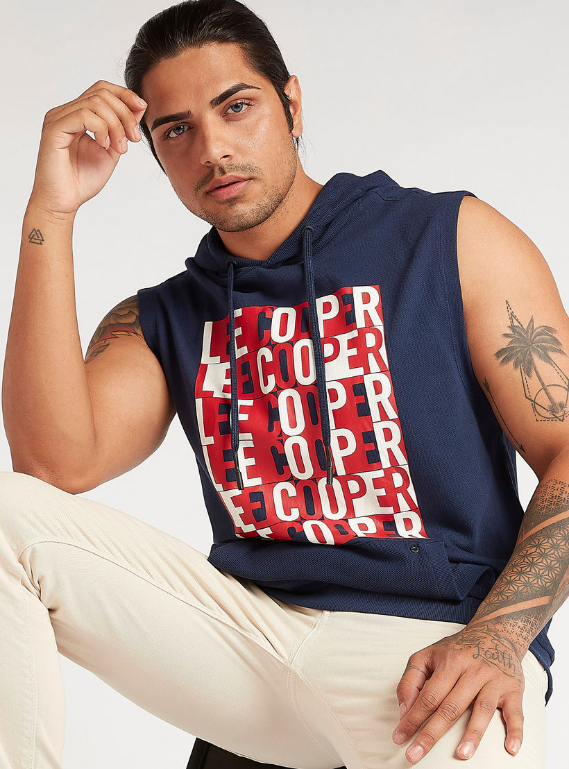 Lee Cooper Printed Sleeveless Hoodie with Kangaroo Pocket-men-clothing-tshirtsandpolos-tshirts-image-6
