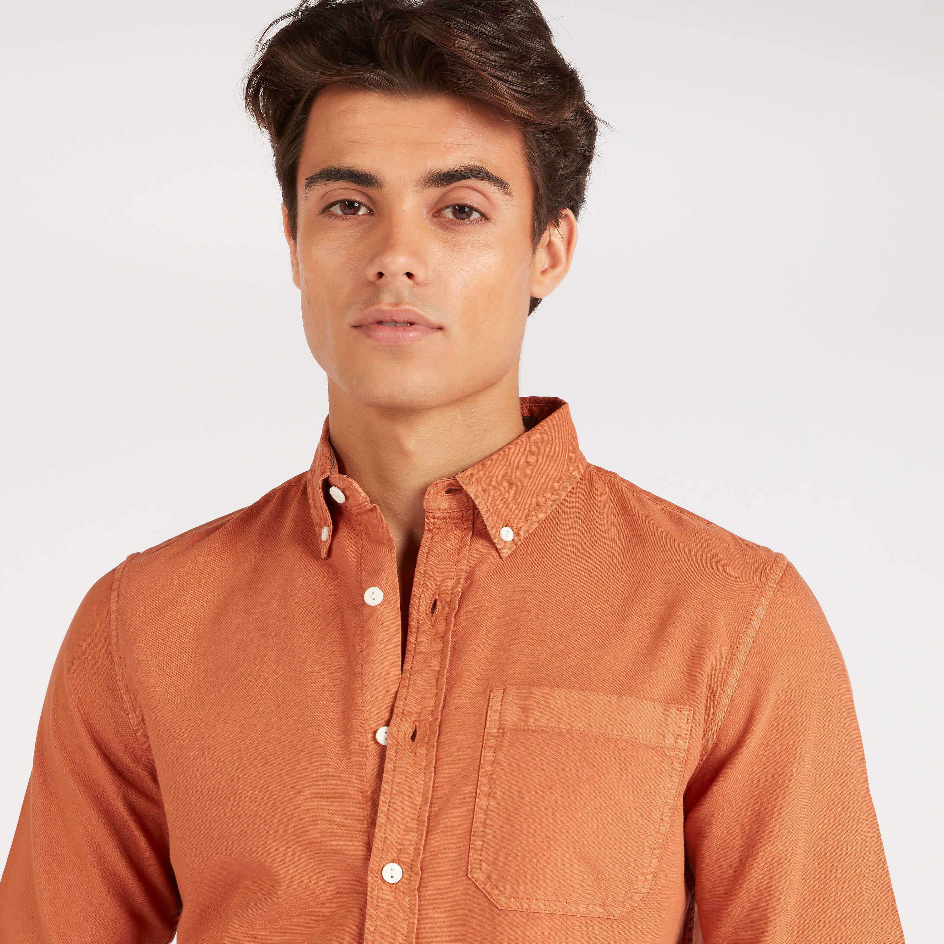 قميص دنيم سادة بأكمام طويلة من لي كوبر-men-clothing-shirts-image-1