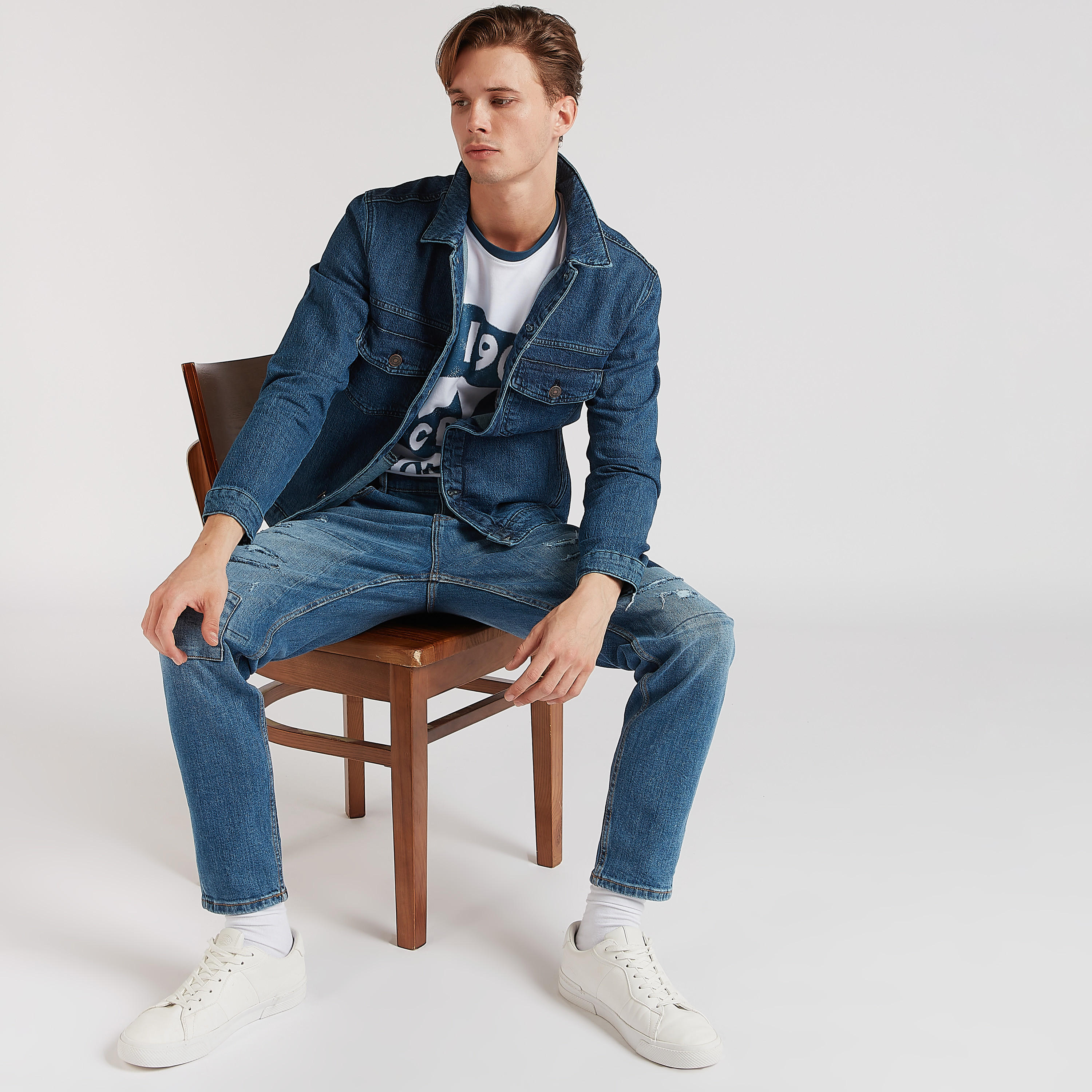 بنطلون جينز مضلّع بأطراف ضيّقة وخصر مرتفع من لي كوبر-men-clothing-bottoms-jeans-image-2
