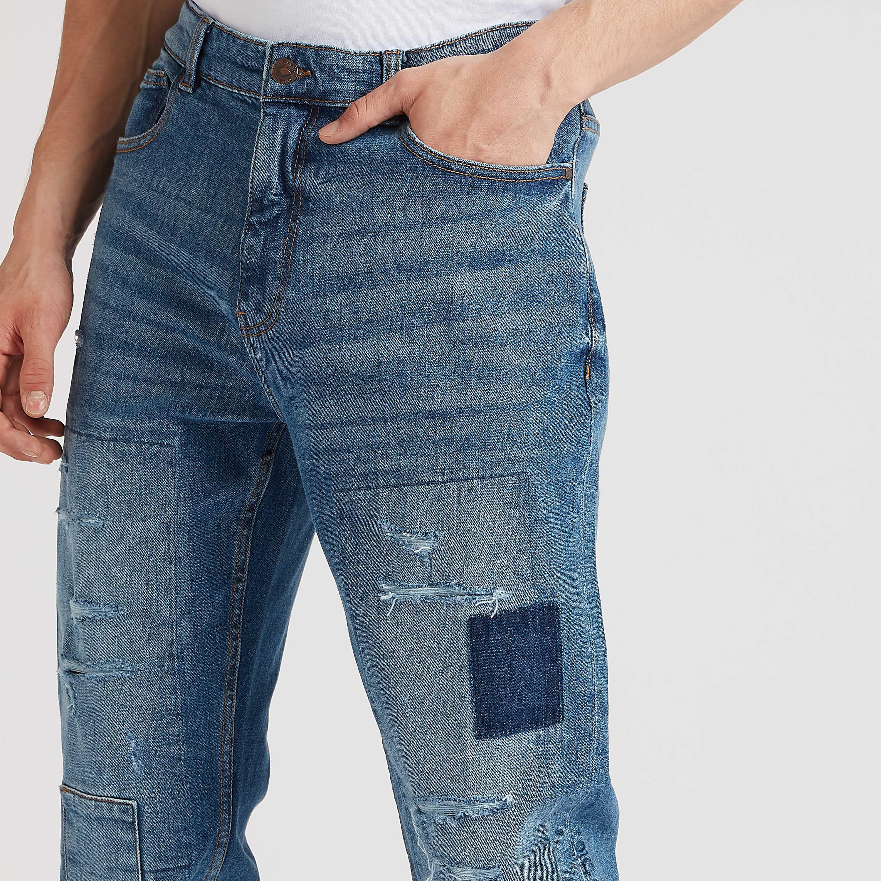 بنطلون جينز مضلّع بأطراف ضيّقة وخصر مرتفع من لي كوبر-men-clothing-bottoms-jeans-image-3