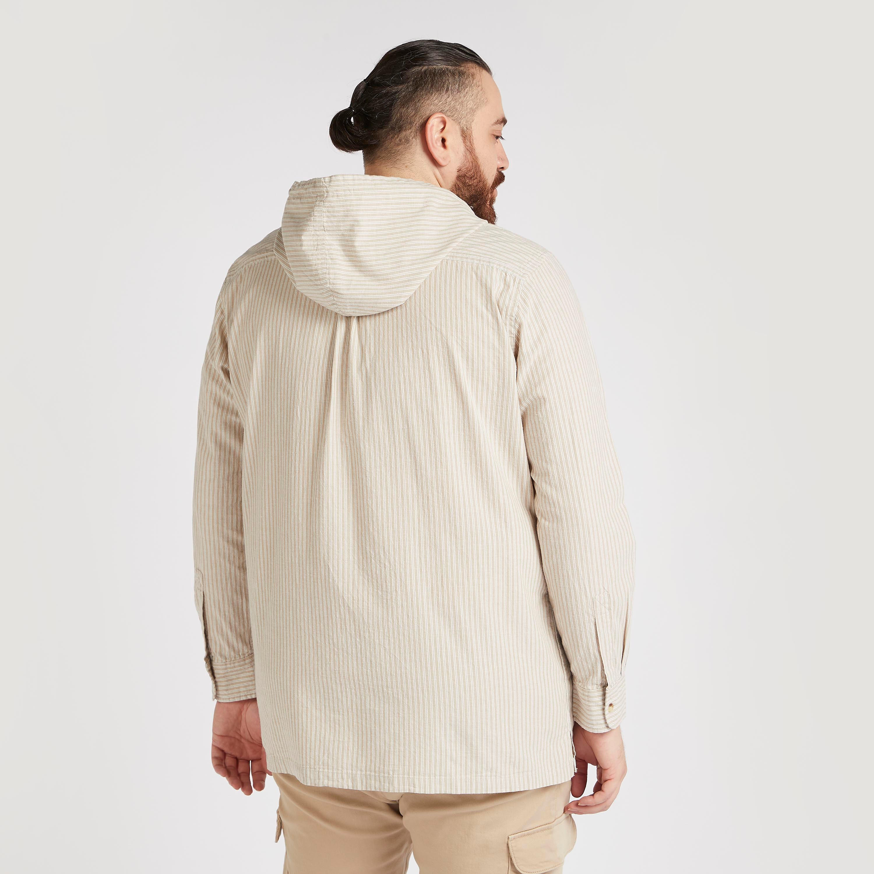 قميص دنيم مقلّم بأكمام طويلة وقبّعة من لي كوبر-men-clothing-shirts-image-4