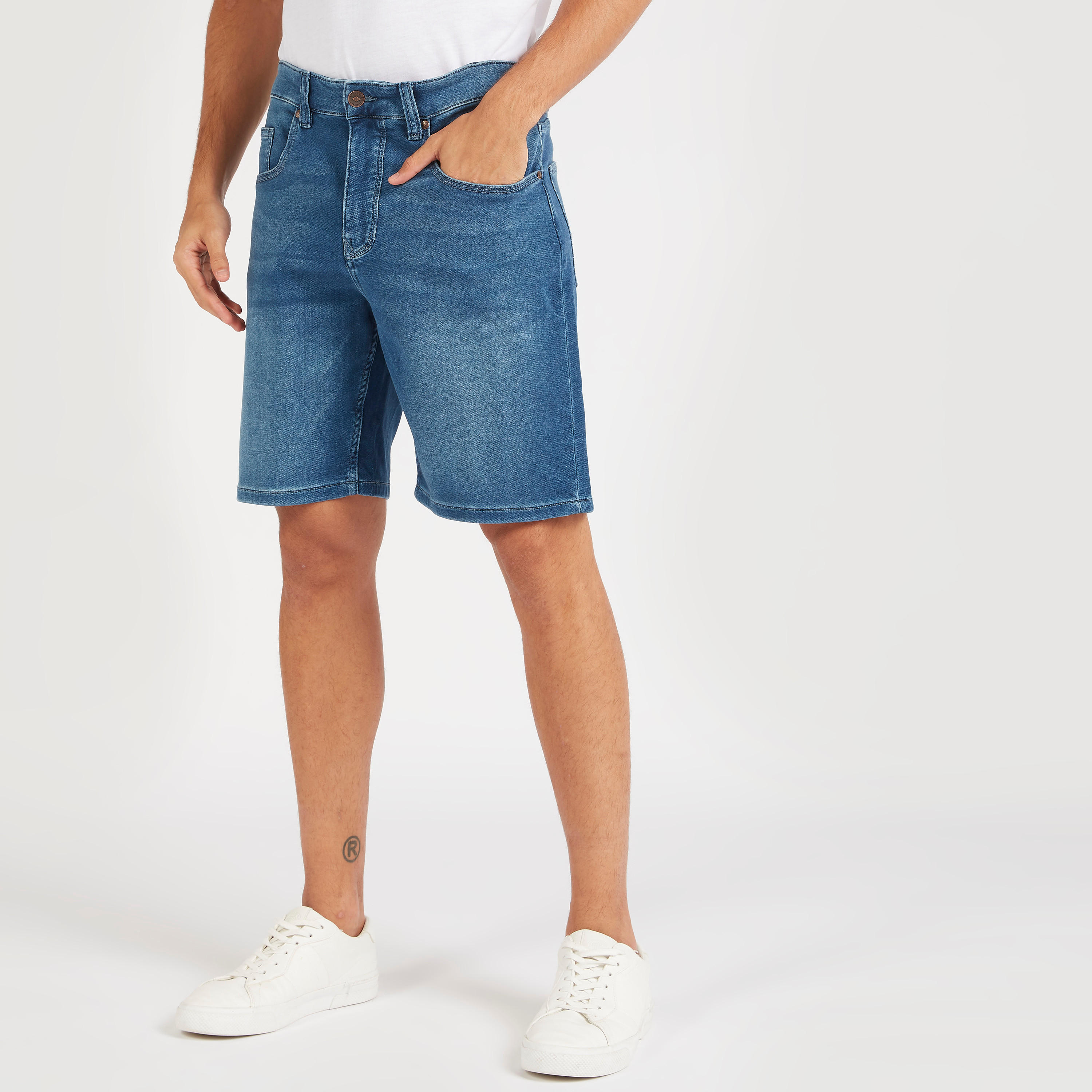 Lee Cooper Denim Shorts with Button Closure and Pockets-men-clothing-bottoms-shorts-image-1