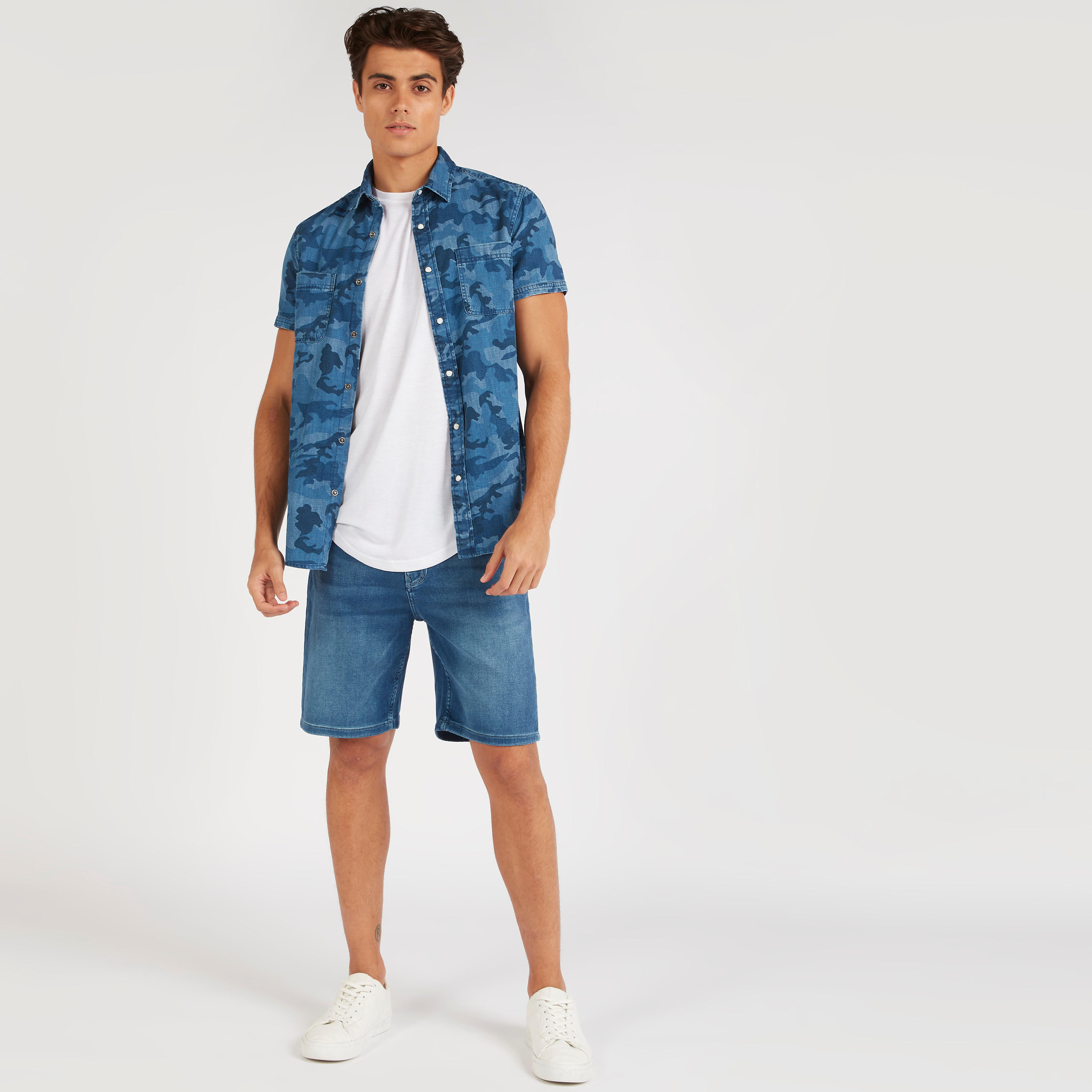 Lee Cooper Denim Shorts with Button Closure and Pockets-men-clothing-bottoms-shorts-image-2