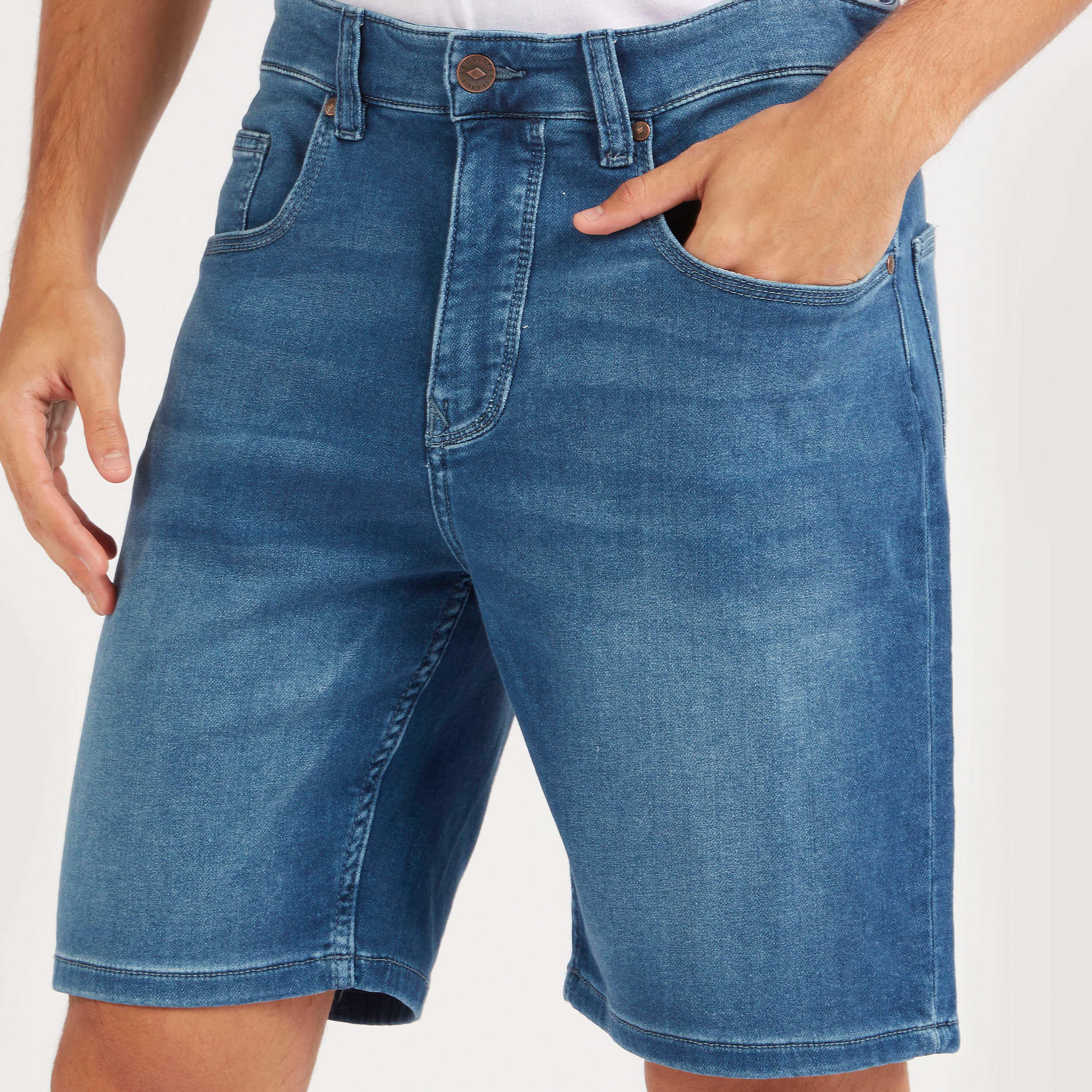 Lee Cooper Denim Shorts with Button Closure and Pockets-men-clothing-bottoms-shorts-image-3