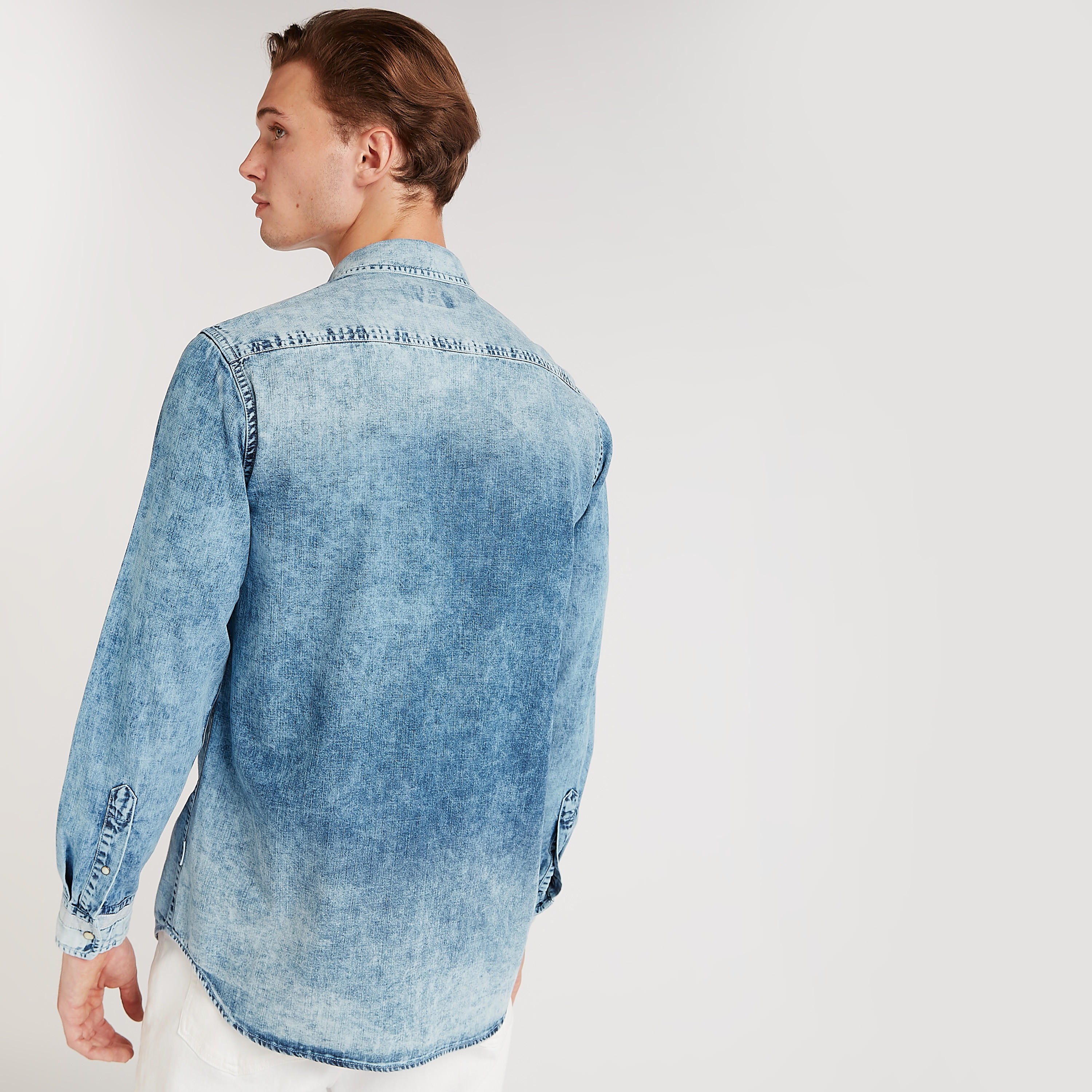 Lee Cooper Textured Denim Shirt with Flap Pockets-men-clothing-shirts-image-4