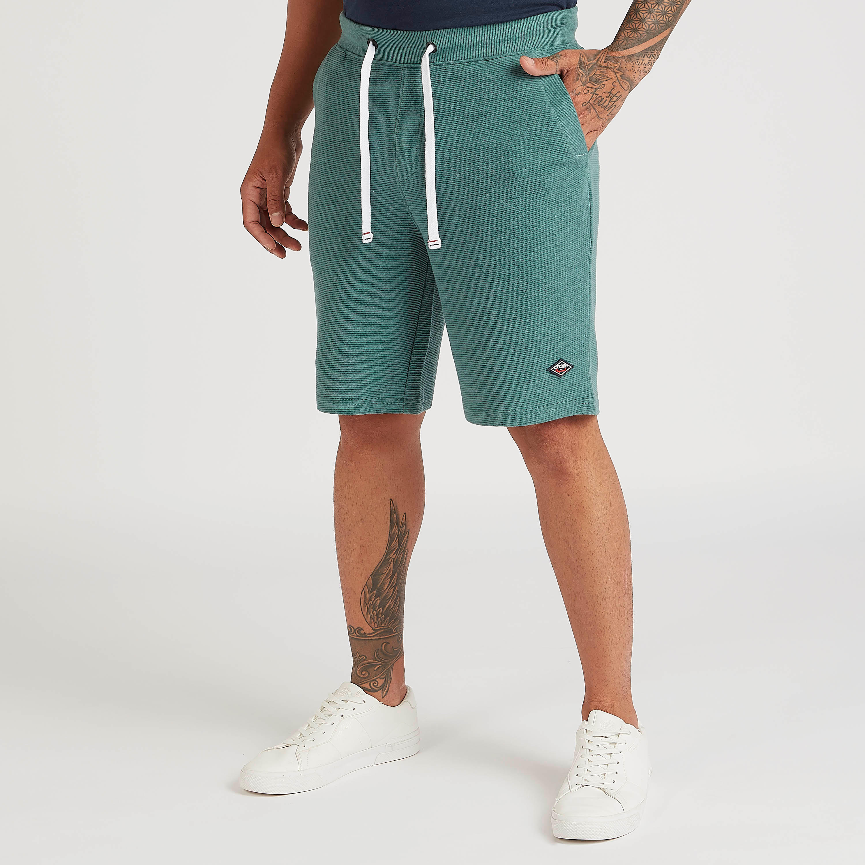 Lee Cooper Textured Mid-Rise Shorts with Drawstring-men-clothing-bottoms-shorts-image-1