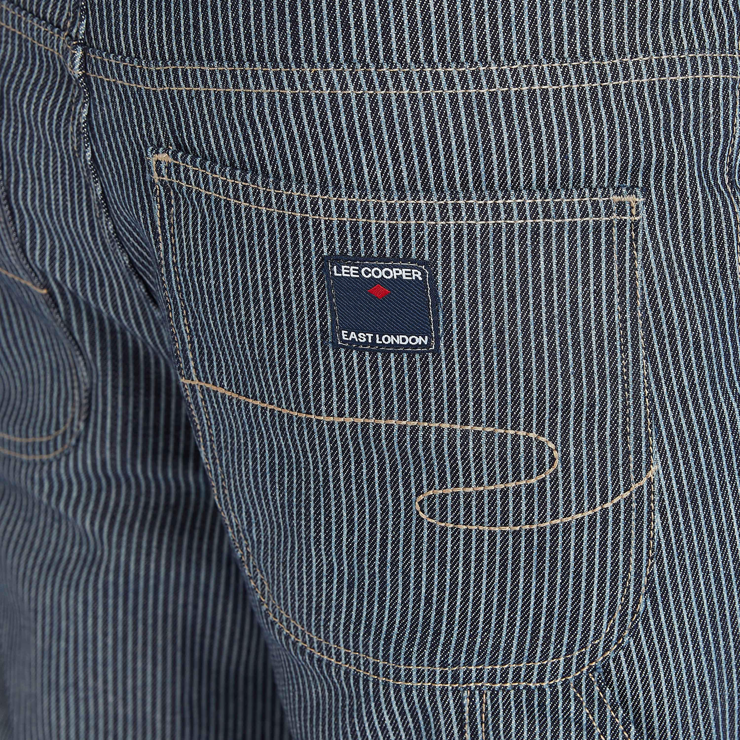 بنطلون جينز دنيم مخطط بقصّة جزرة بخصر متوسّط الارتفاع من لي كوبر-men-clothing-bottoms-jeans-image-5