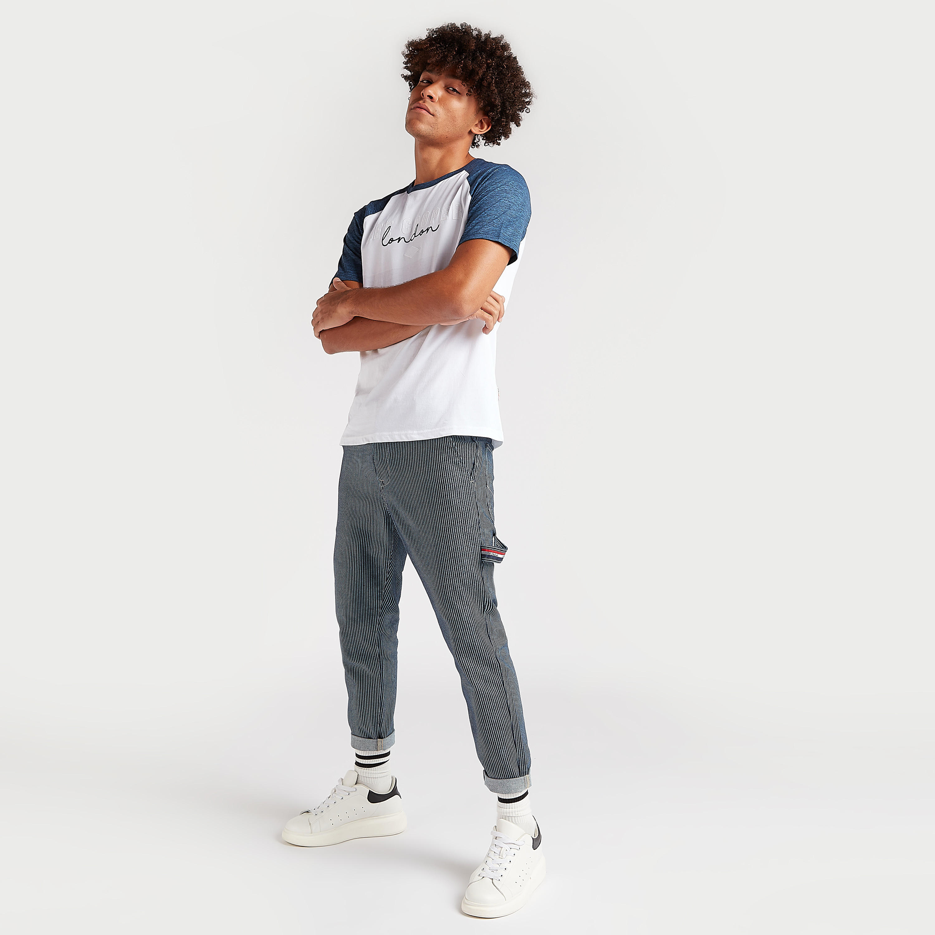 بنطلون جينز دنيم مخطط بقصّة جزرة بخصر متوسّط الارتفاع من لي كوبر-men-clothing-bottoms-jeans-image-6