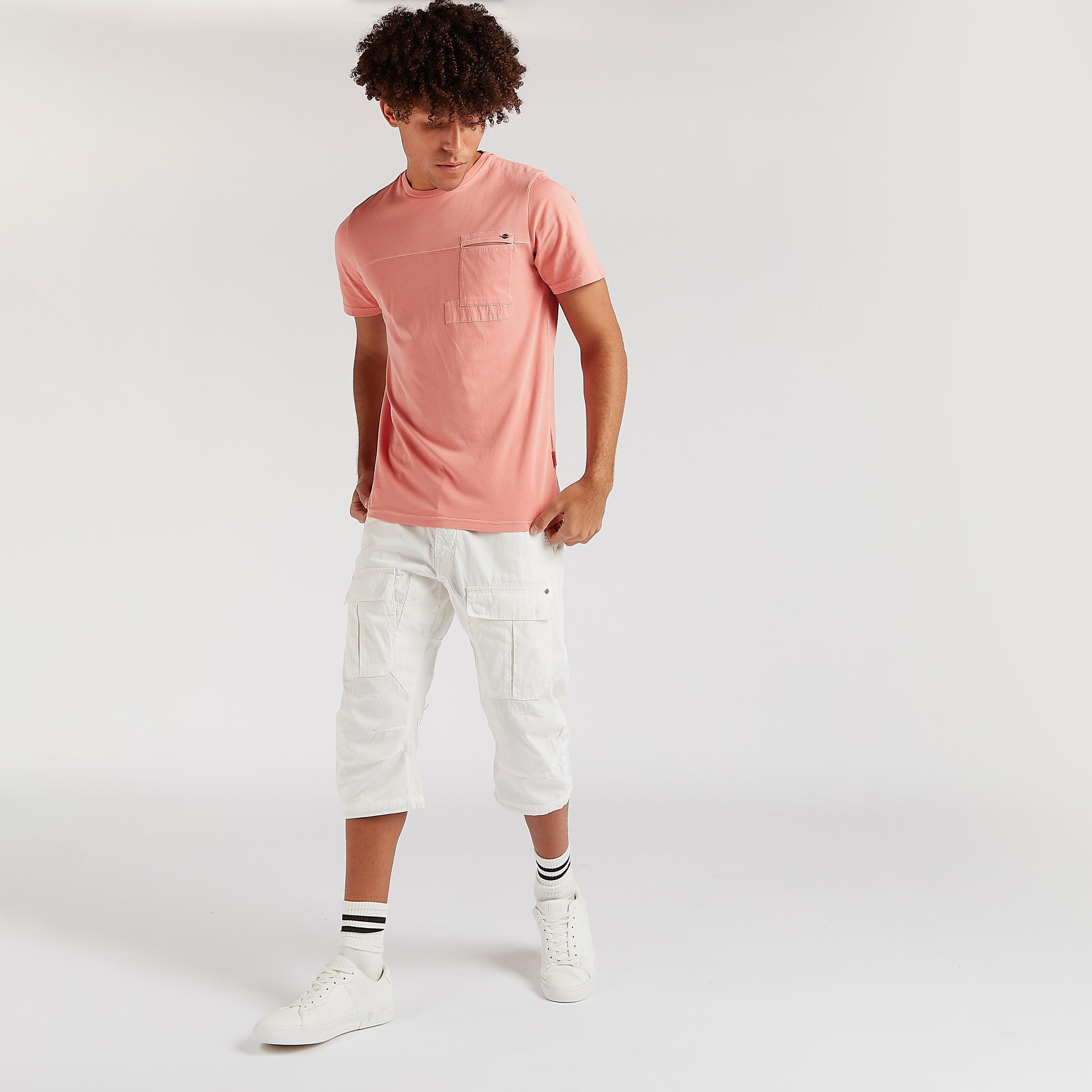 Solid Flexi Waist Cargo Shorts with Pockets-men-clothing-bottoms-shorts-image-5