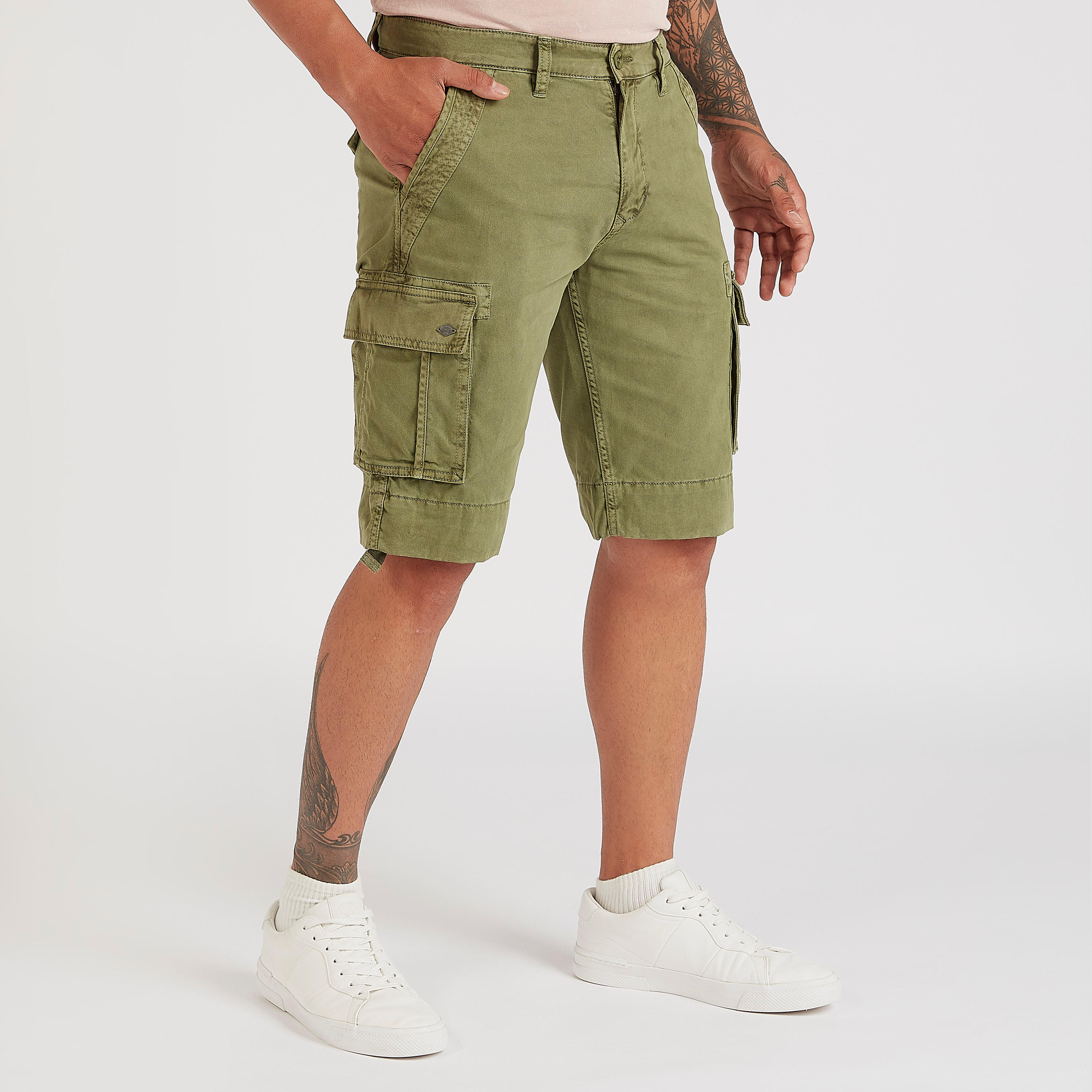 Lee Cooper Solid Mid-Rise Shorts with Button Closure-men-clothing-bottoms-shorts-image-1