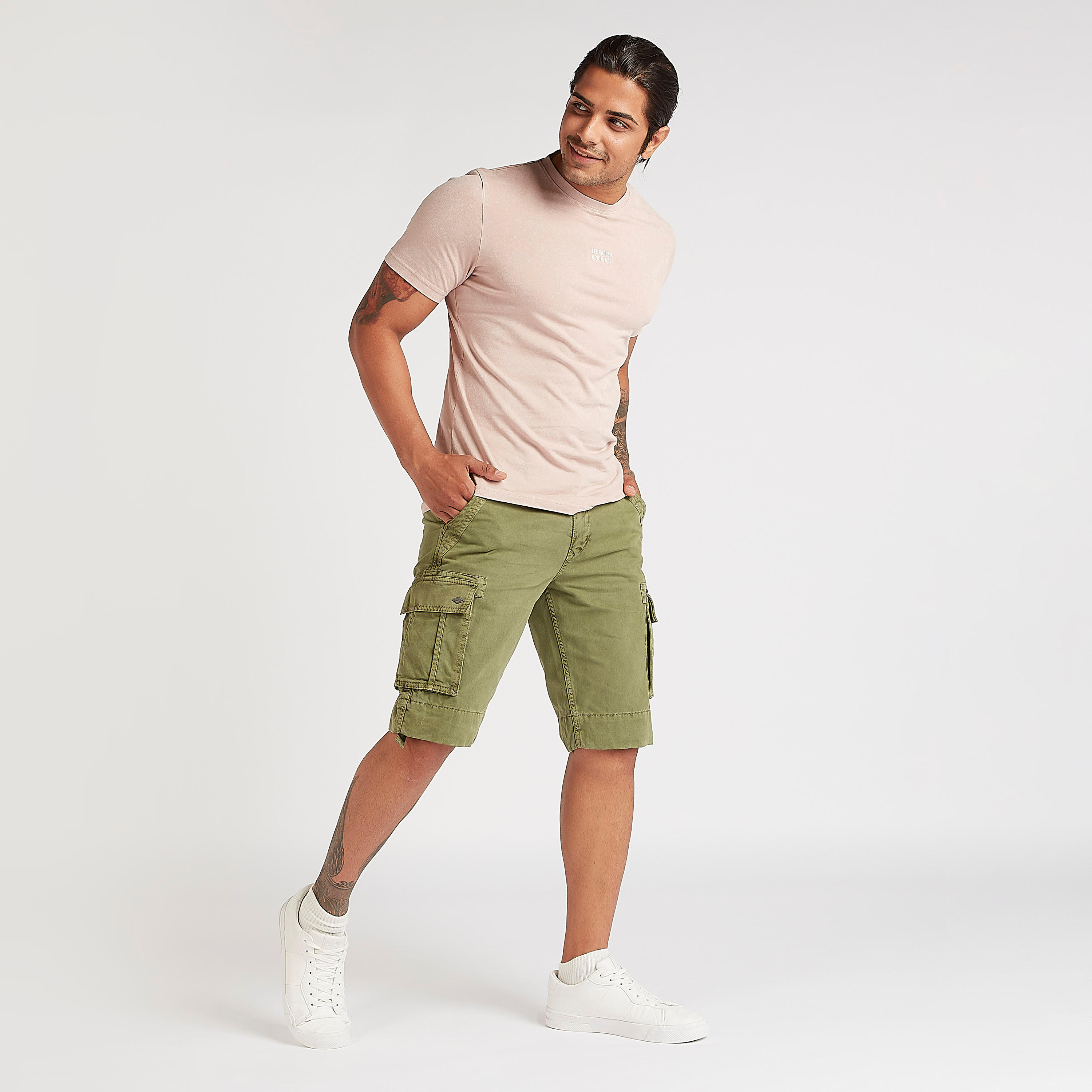 Lee Cooper Solid Mid-Rise Shorts with Button Closure-men-clothing-bottoms-shorts-image-2