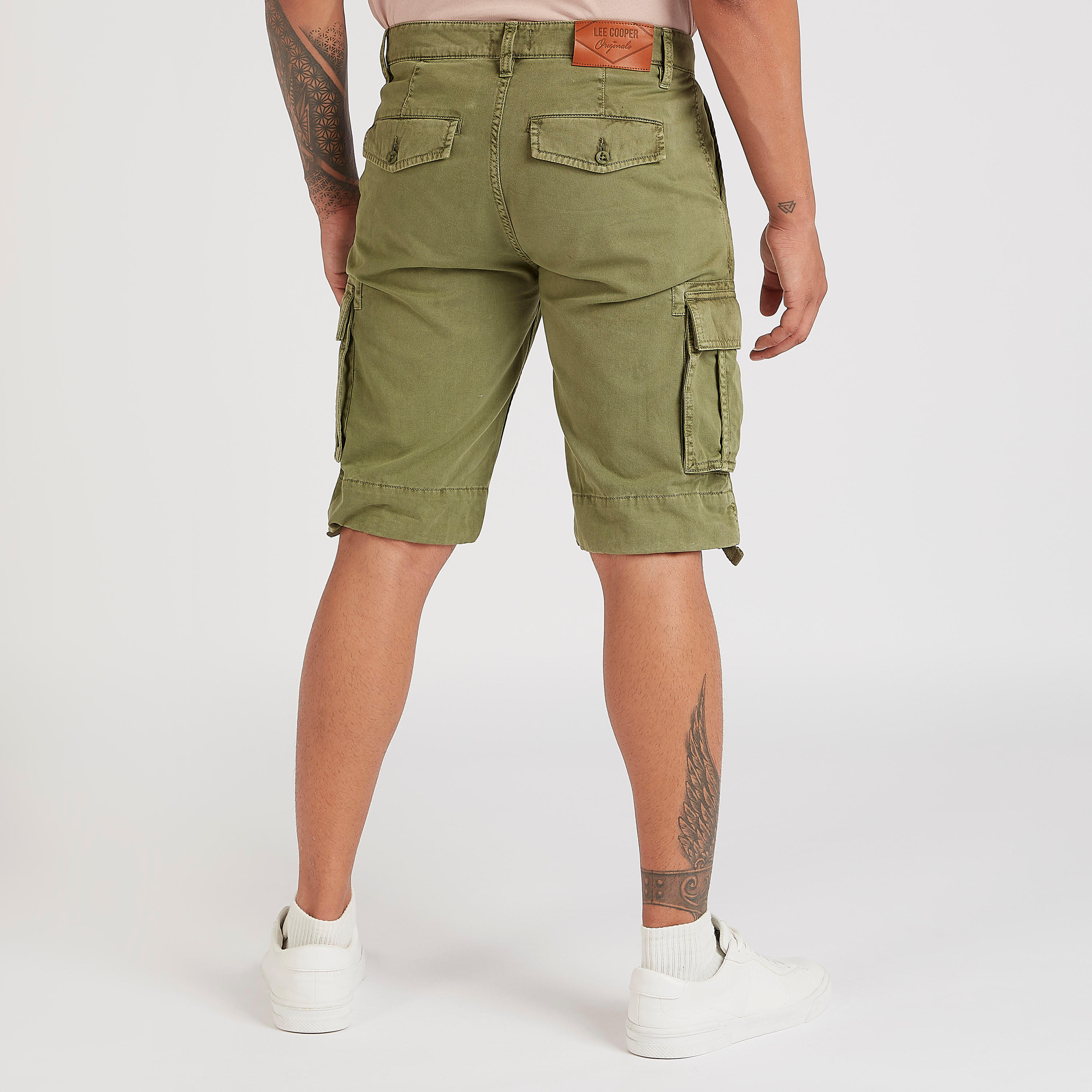 Lee Cooper Solid Mid-Rise Shorts with Button Closure-men-clothing-bottoms-shorts-image-4