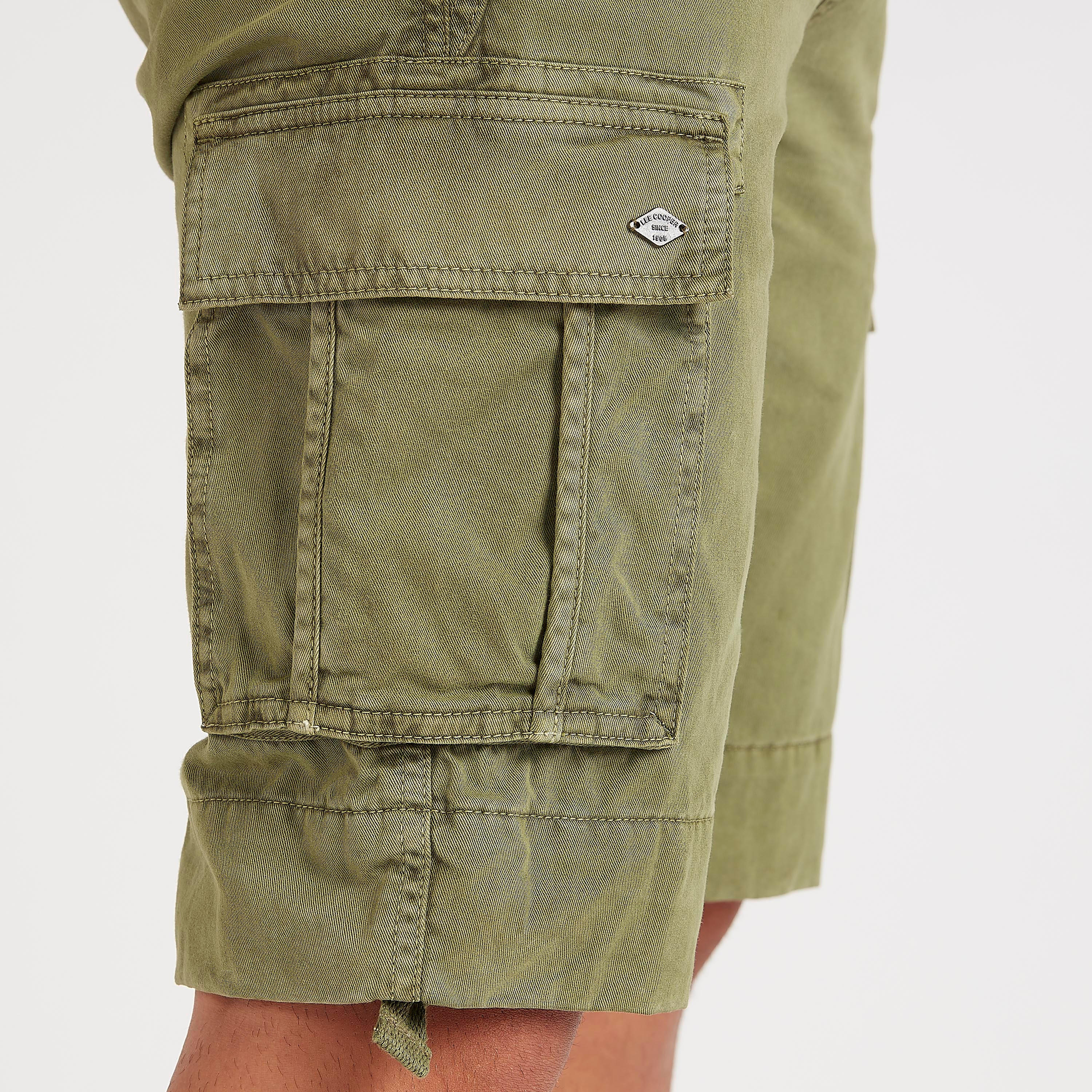 Lee Cooper Solid Mid-Rise Shorts with Button Closure-men-clothing-bottoms-shorts-image-5