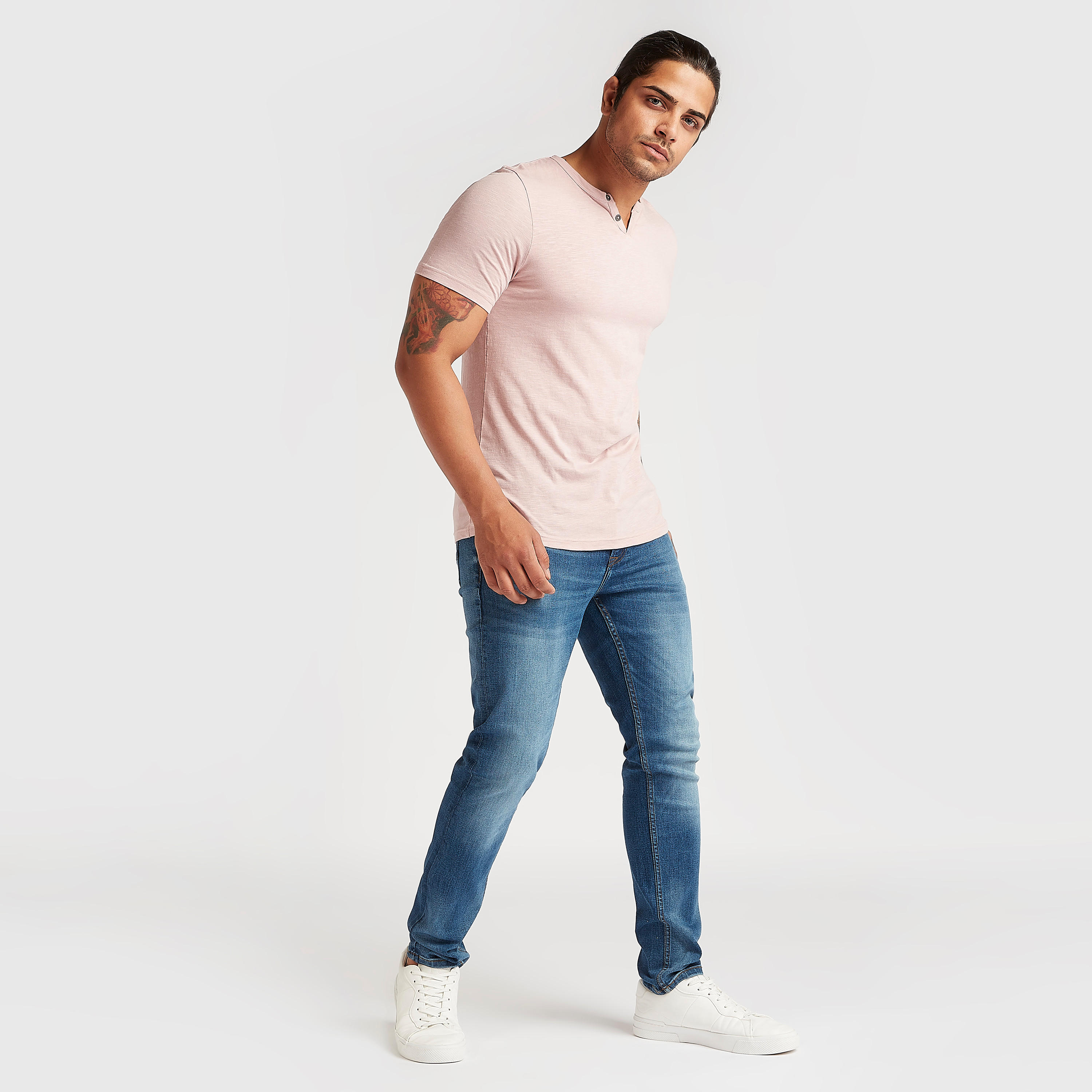 Lee Cooper Solid Henley Neck T-shirt with Short Sleeves-men-clothing-tshirtsandpolos-tshirts-image-2