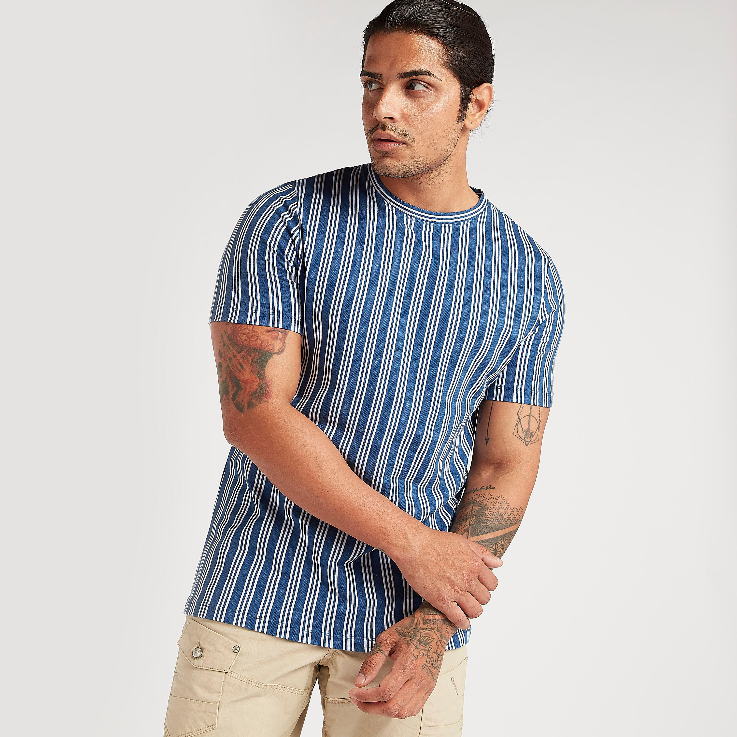 Lee Cooper Striped T-shirt with Crew Neck-men-clothing-tshirtsandpolos-tshirts-image-1