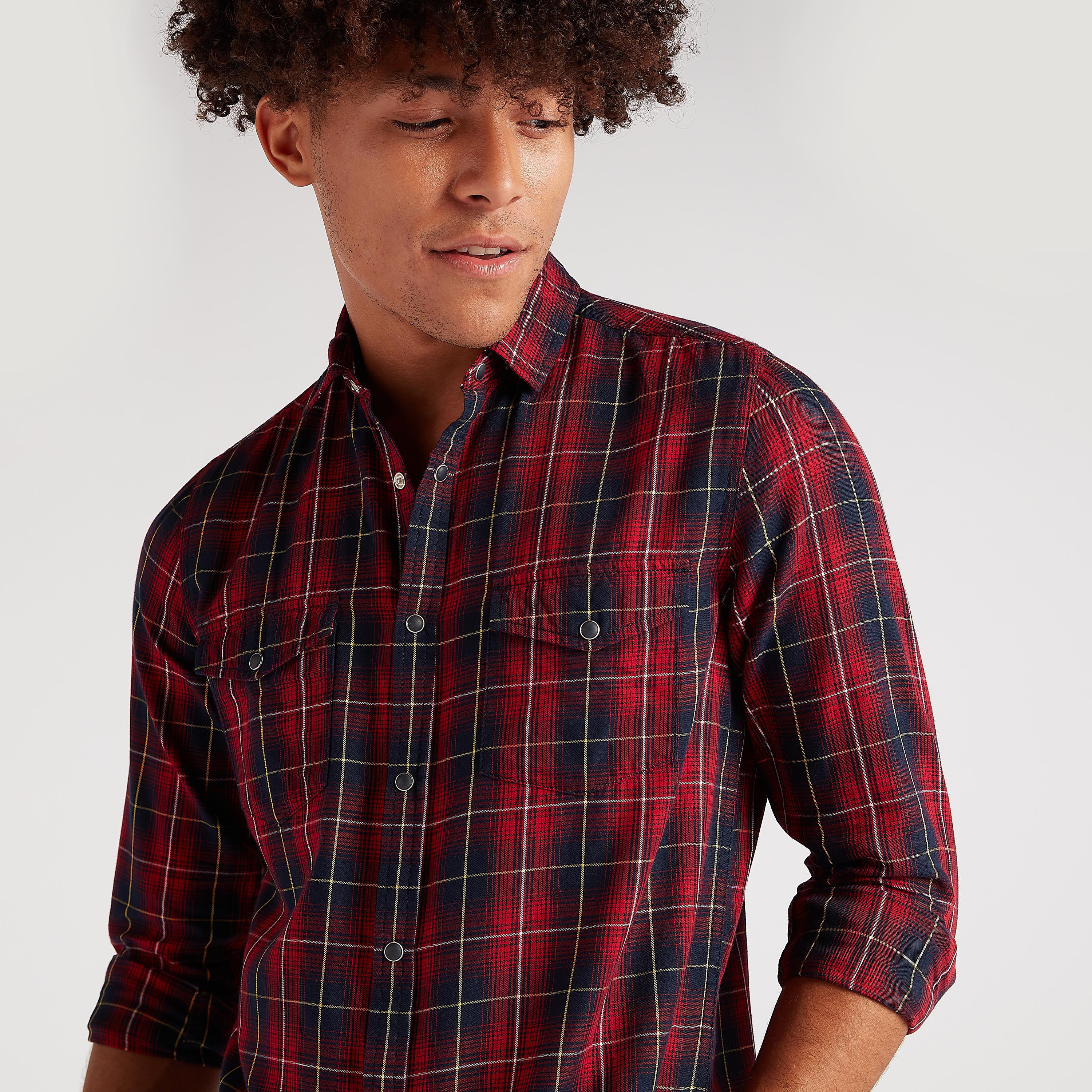 Lee Cooper Checked Shirt with Flap Pockets-men-clothing-shirts-image-6