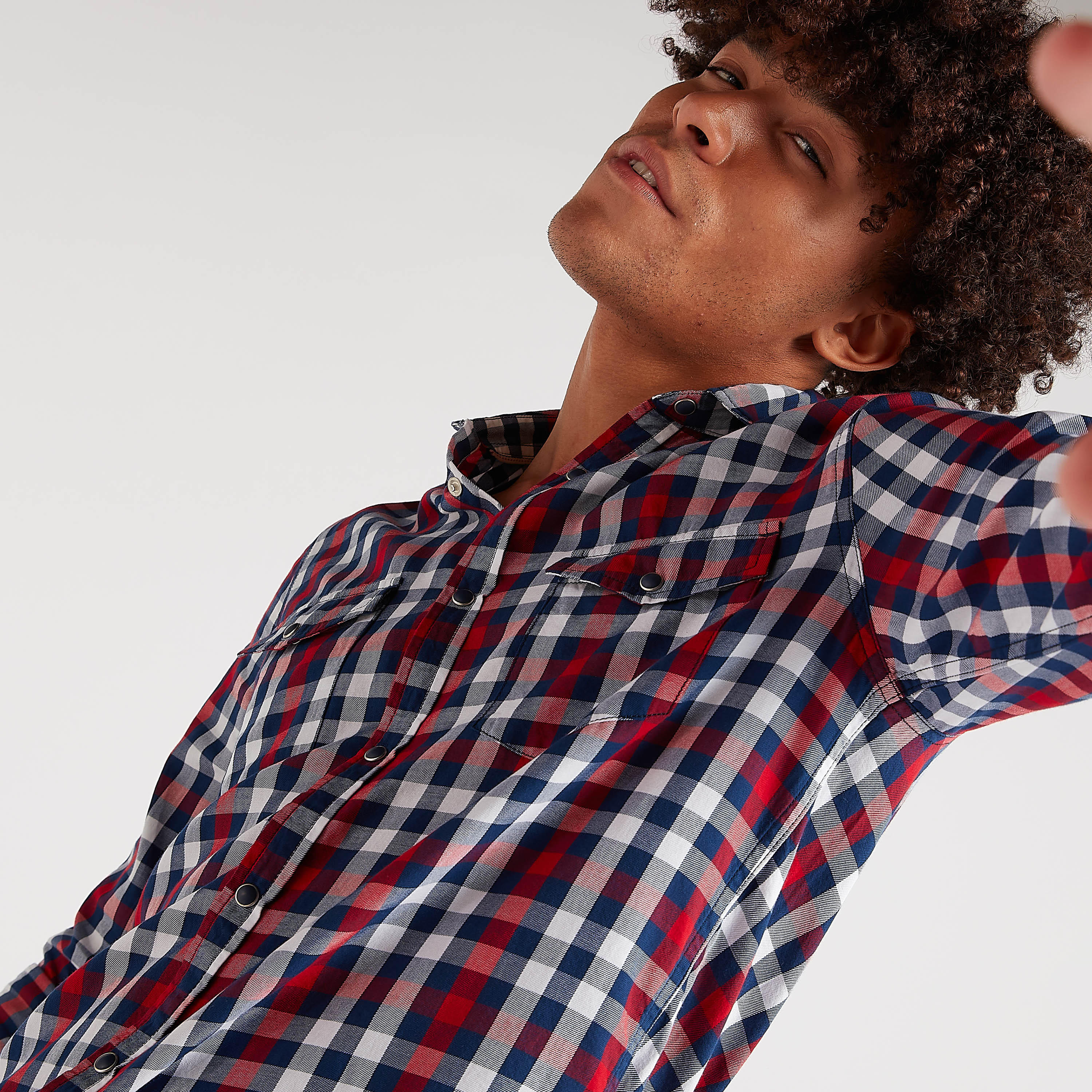 Checked Shirt with Chest Pockets and Long Sleeves-men-clothing-shirts-image-7