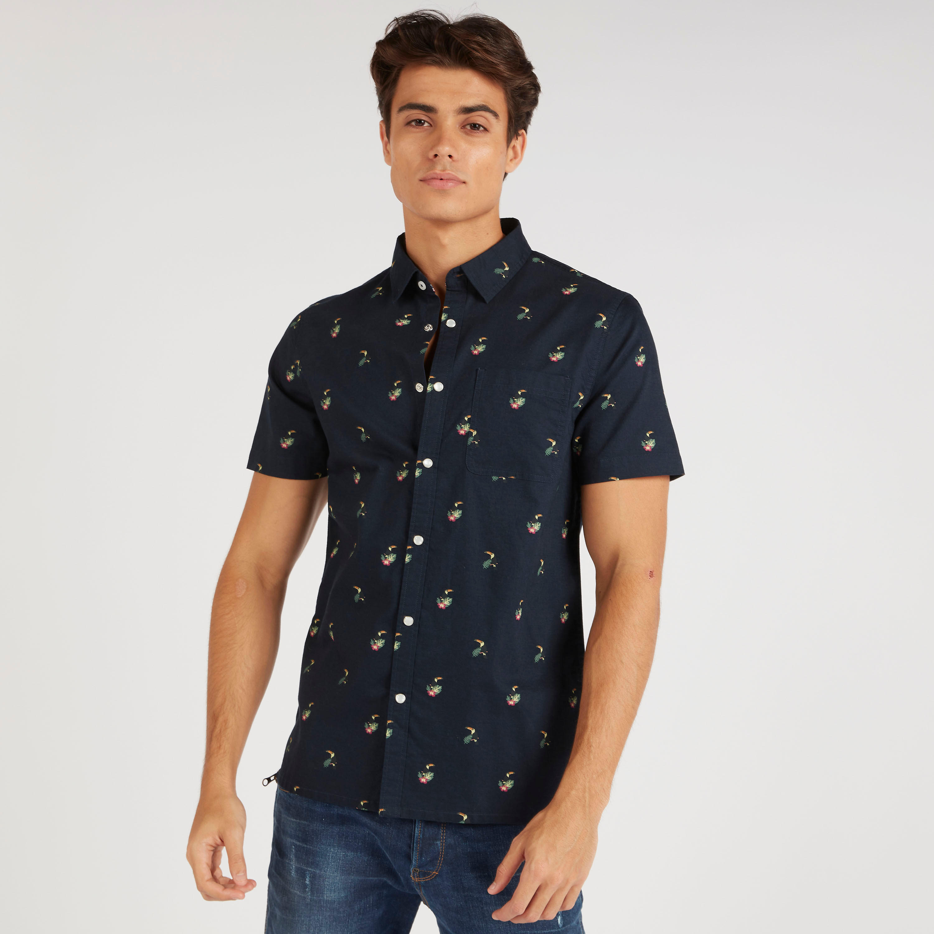 قميص سادة بأكمام قصيرة وجيب من لي كوبر-men-clothing-shirts-image-5