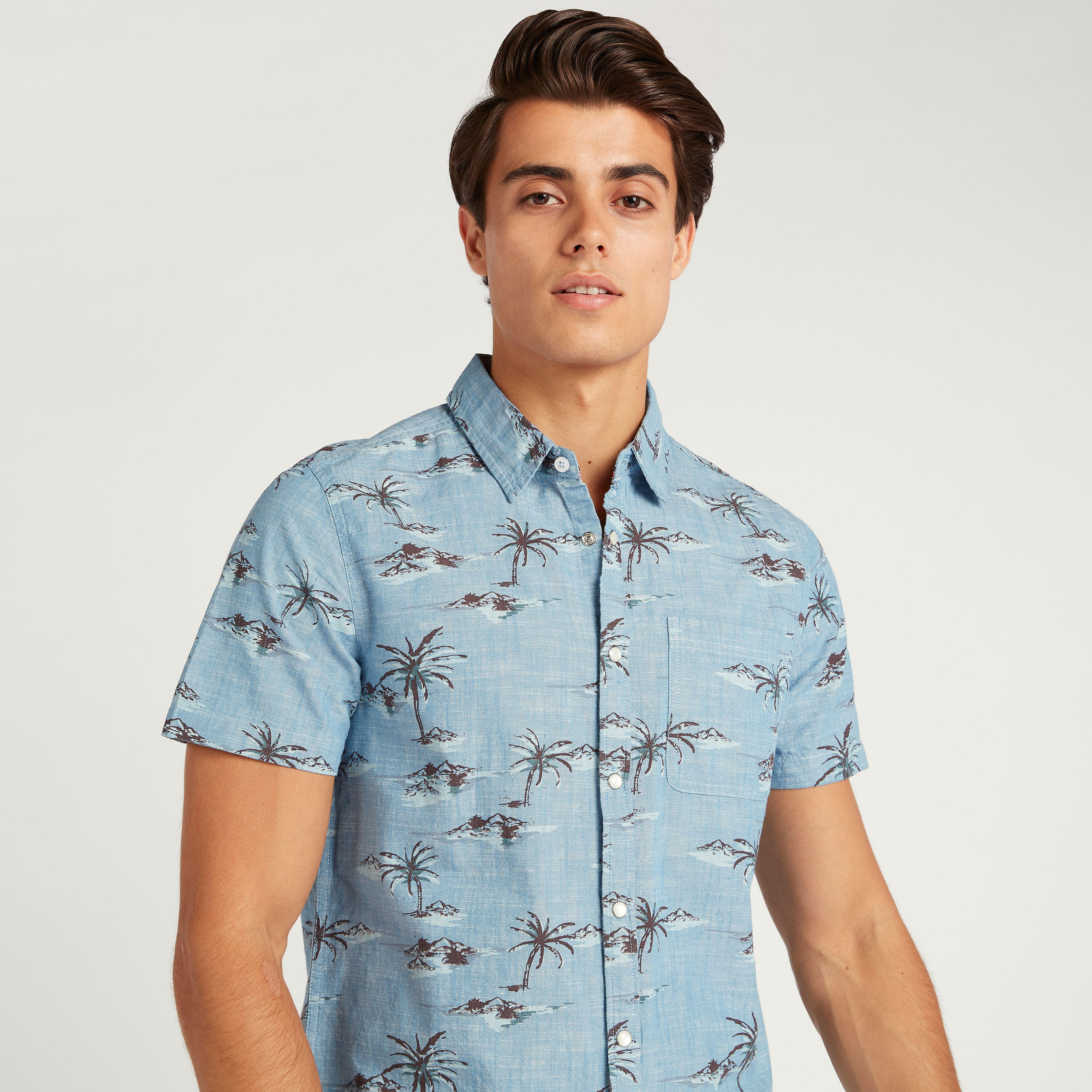 All-Over Tropical Print Shirt with Short Sleeves-men-clothing-shirts-image-1