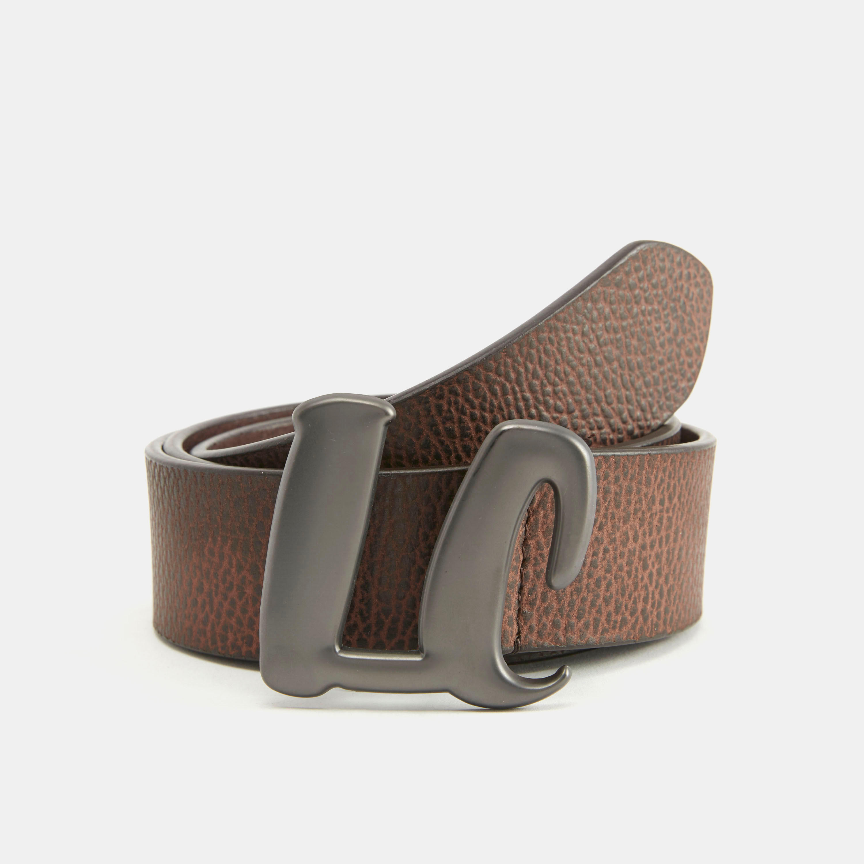 Lee Cooper Textured Leather Belt with Plate Buckle-men-beltsandwallets-belts-image-1