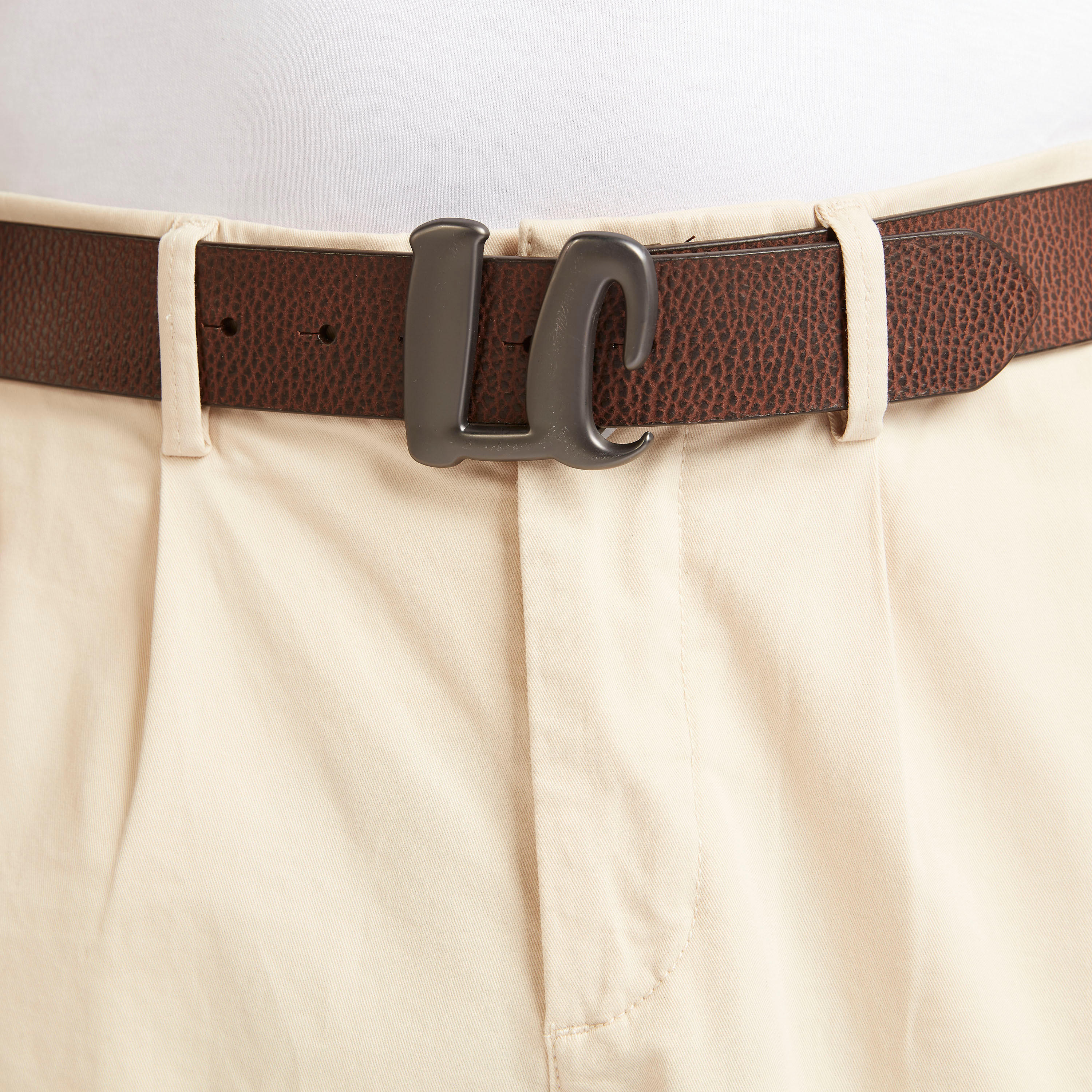 Lee Cooper Textured Leather Belt with Plate Buckle-men-beltsandwallets-belts-image-2
