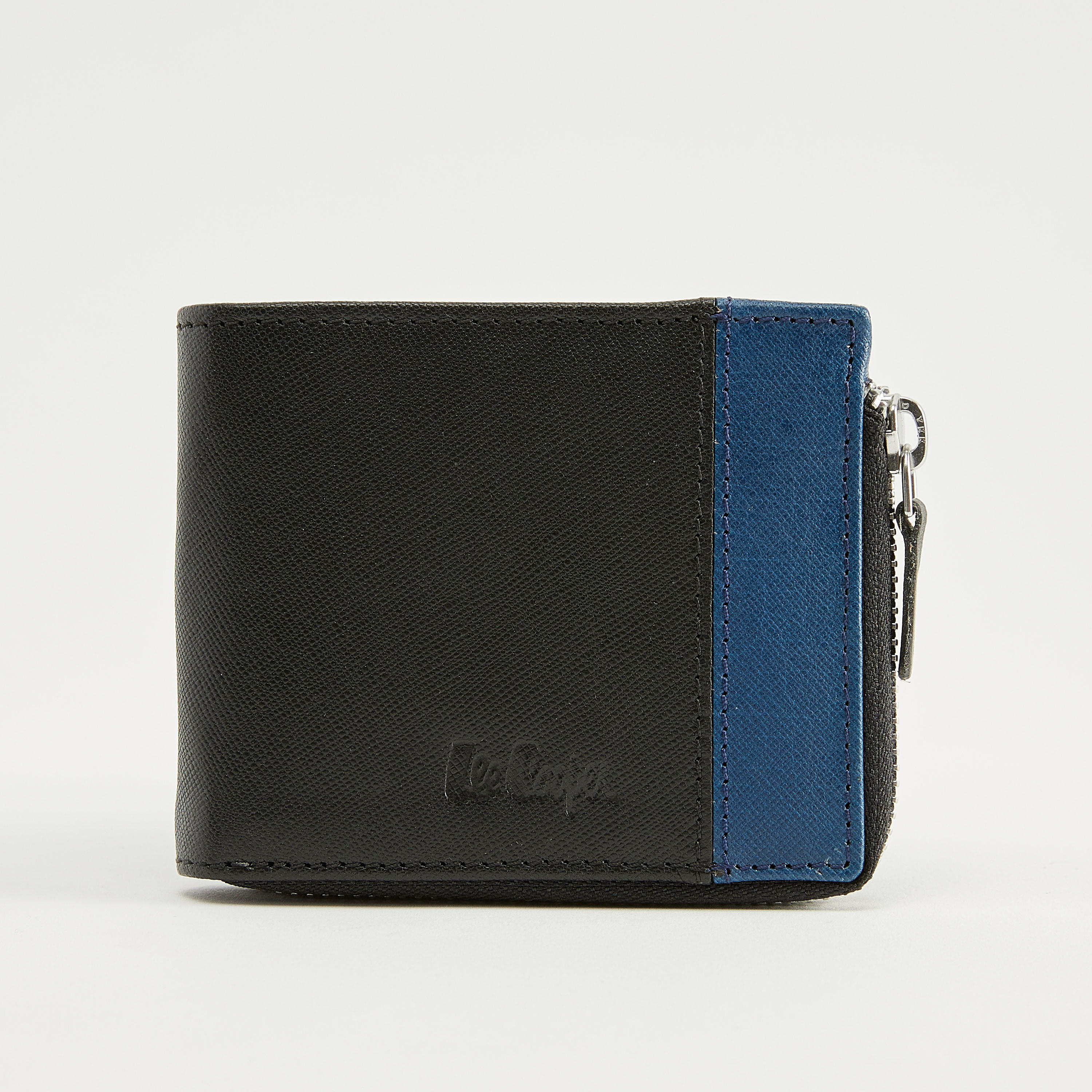 محفظة جلد بارزة الملمس بطيّة مزدوجة وسحّاب إغلاق من لي كوبر-men-beltsandwallets-wallets-image-1