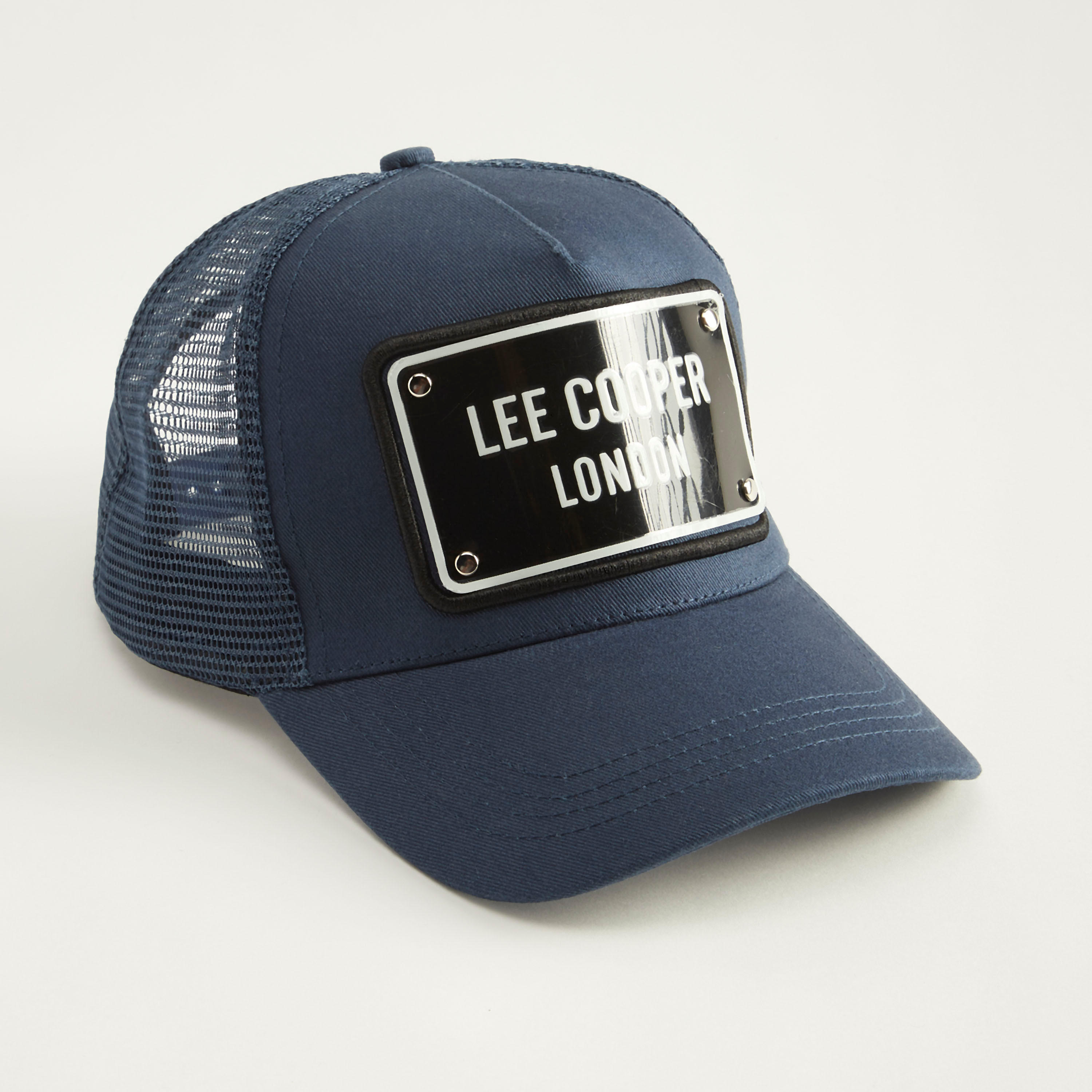 Lee Cooper Applique Detail Cap with Mesh and Snap Back Closure-men-caps-image-1
