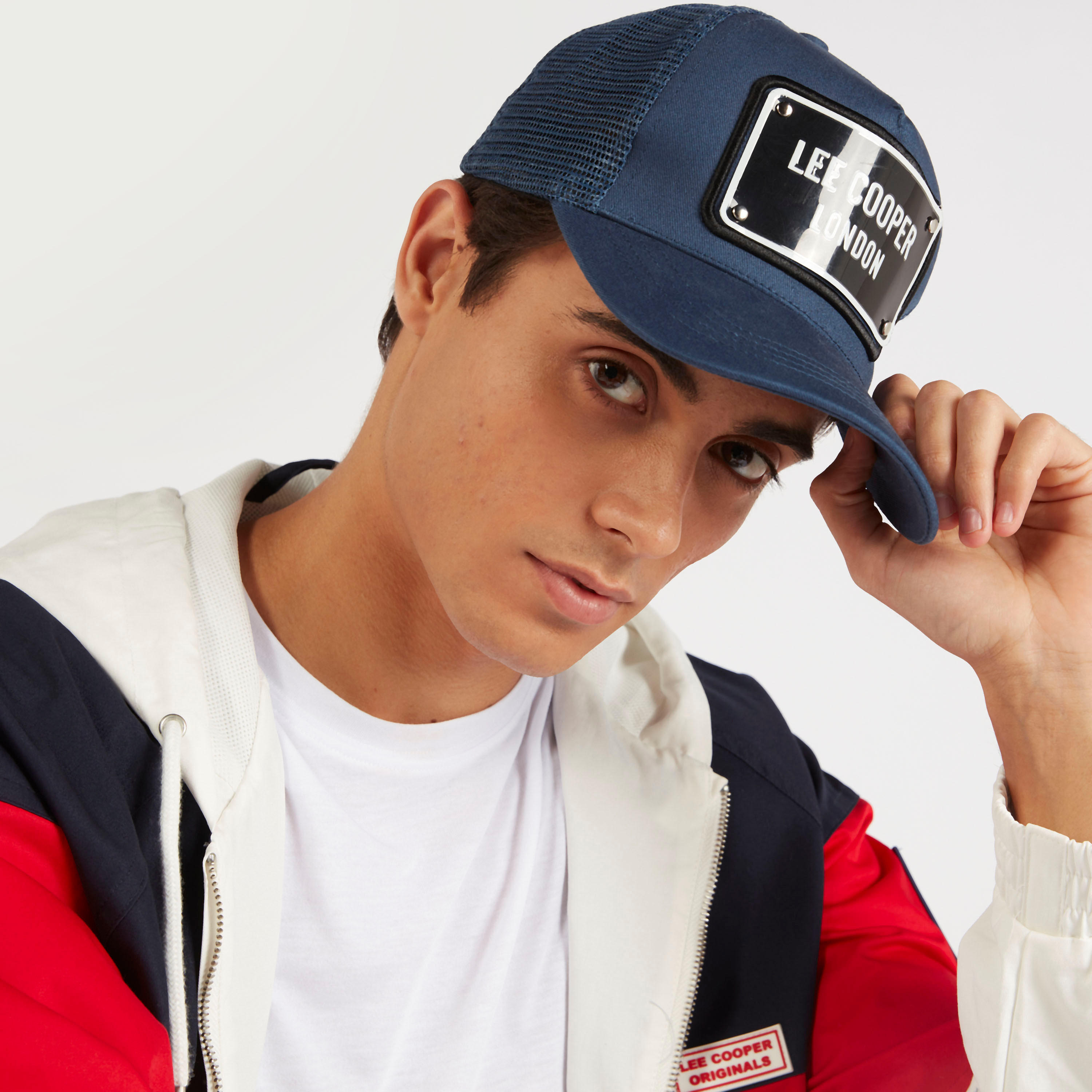 Lee Cooper Applique Detail Cap with Mesh and Snap Back Closure-men-caps-image-2
