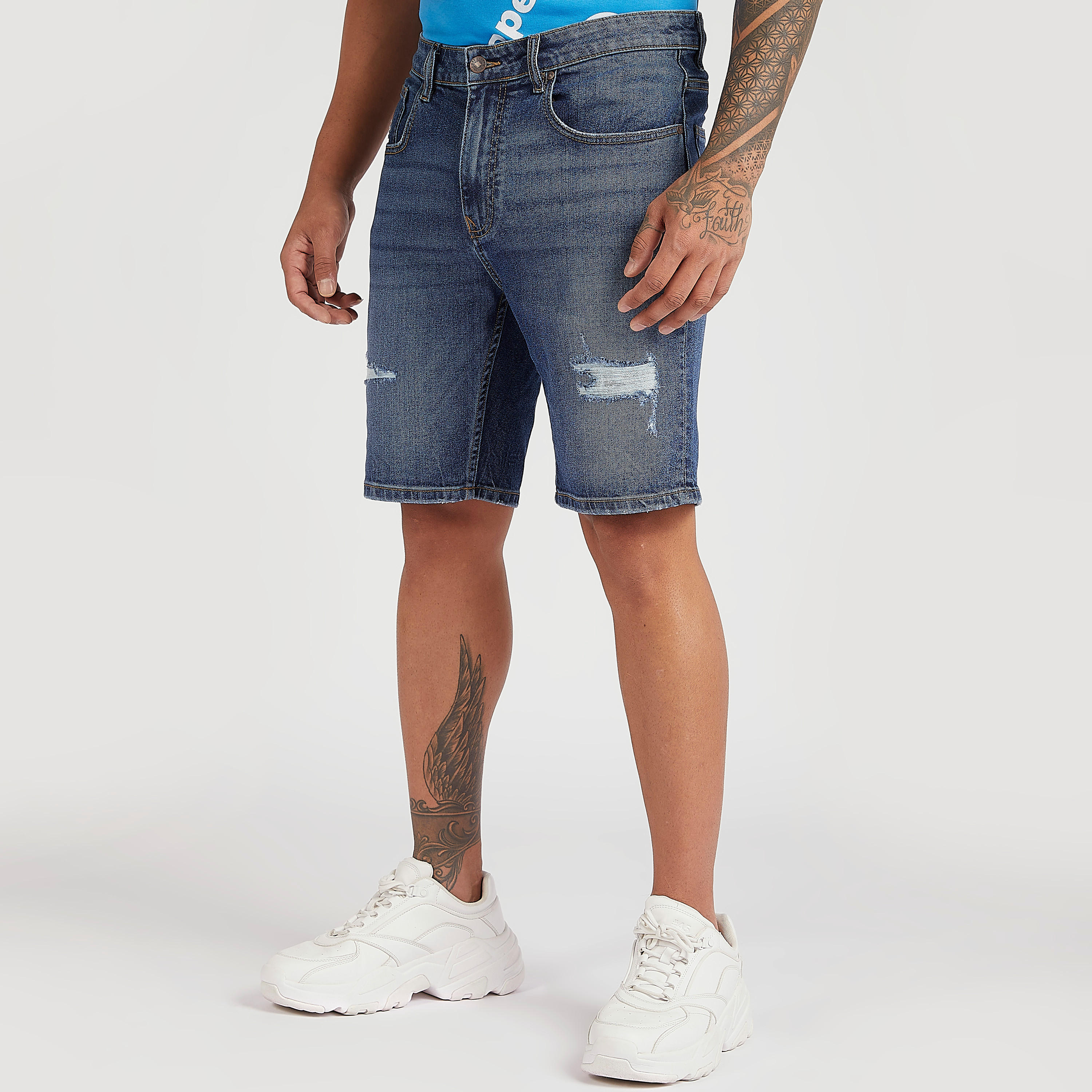 Lee Cooper Ripped Shorts with Pockets-men-clothing-bottoms-shorts-image-1