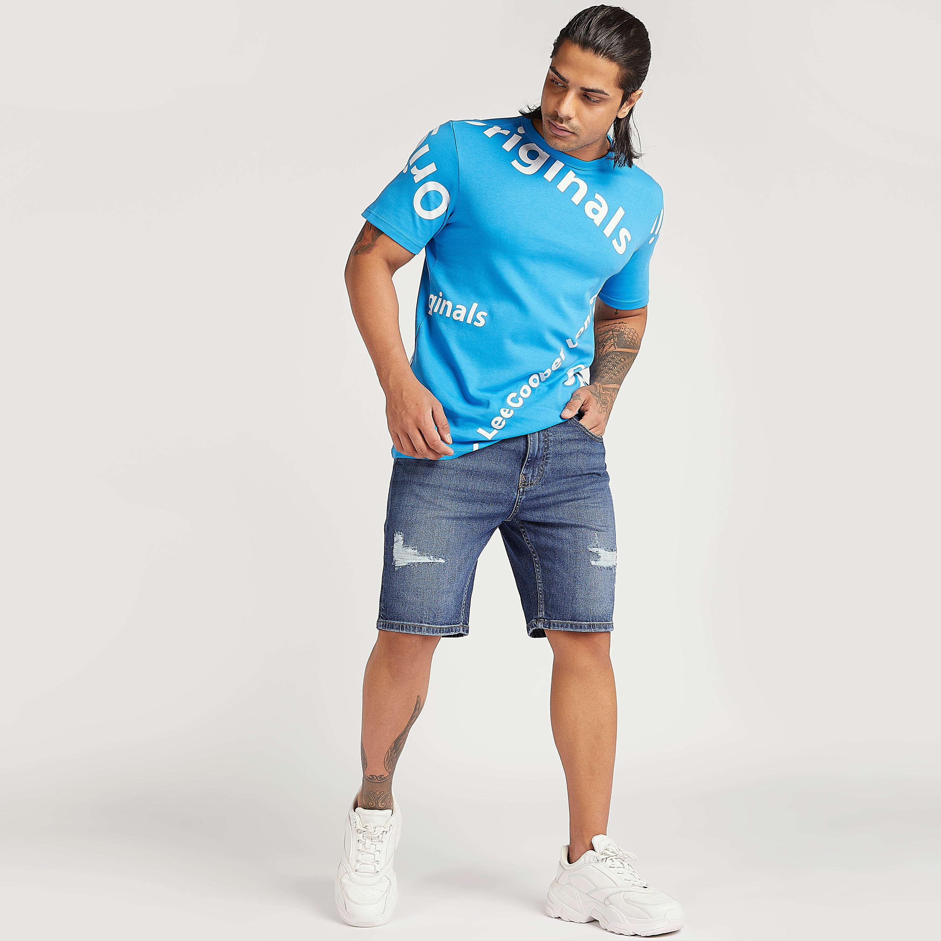 Lee Cooper Ripped Shorts with Pockets-men-clothing-bottoms-shorts-image-2