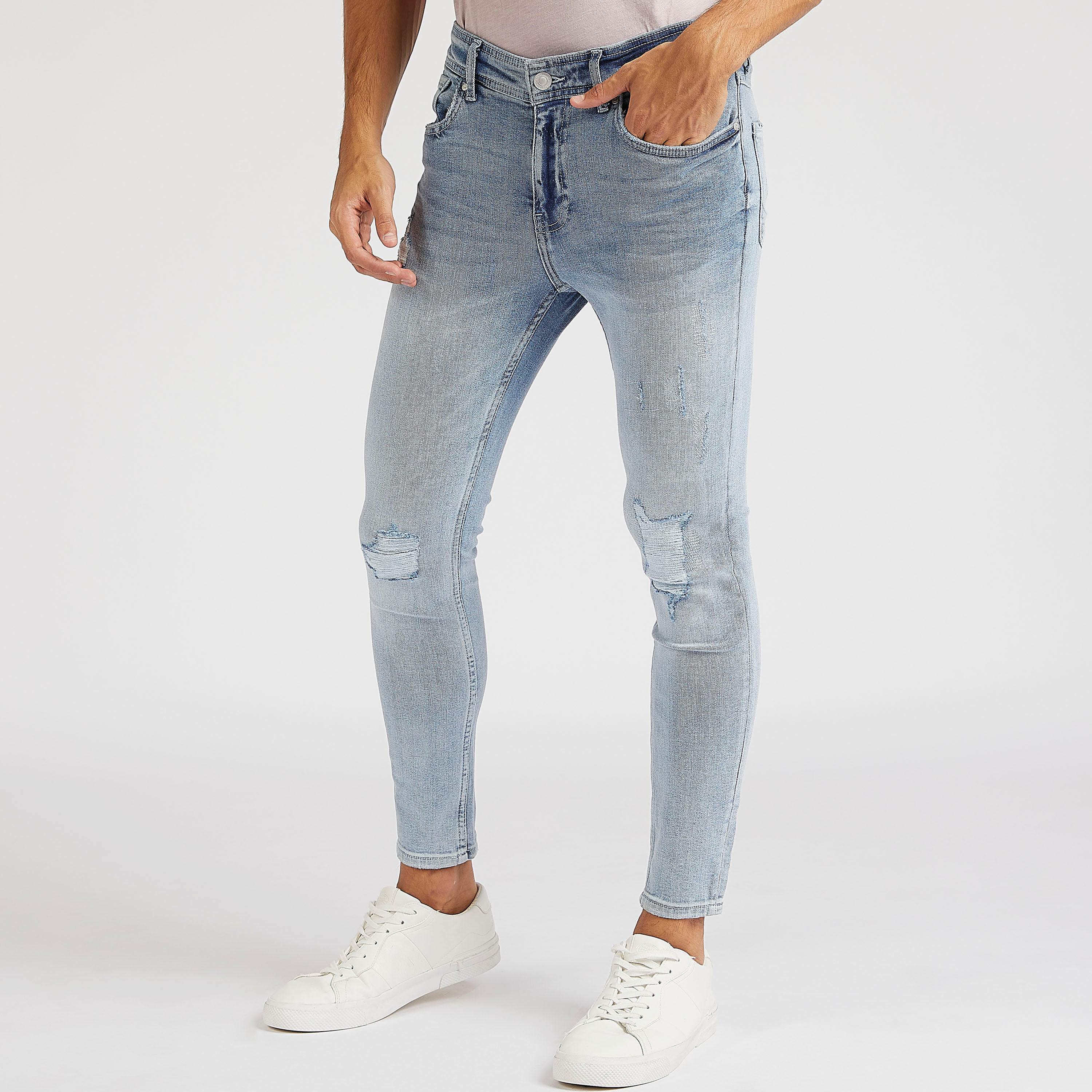 بنطلون جينز دينم مضلّع بقصة سكيني من لي كوبر-men-clothing-bottoms-jeans-image-1