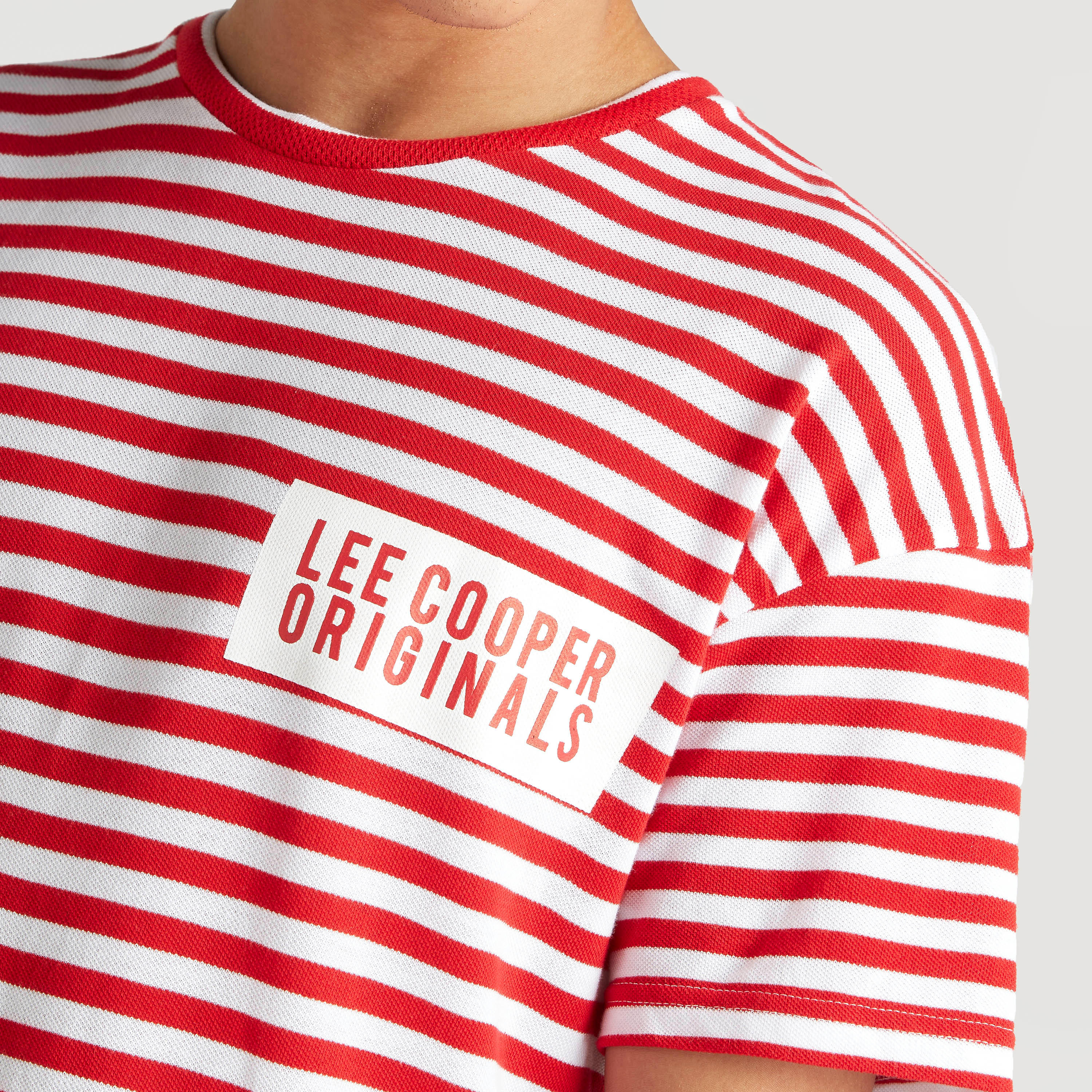 تيشيرت مخطّط بياقة ضيّقة وأكمام قصيرة من لي كوبر-men-clothing-tshirtsandpolos-tshirts-image-5
