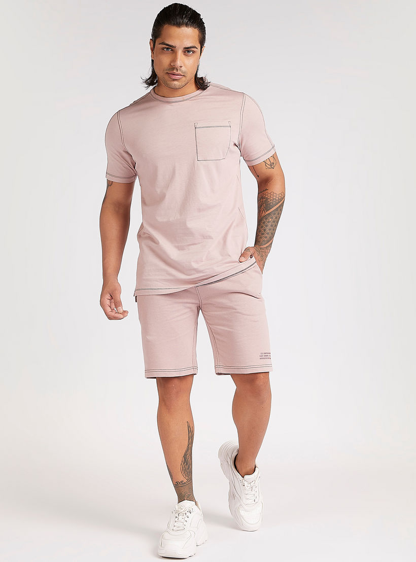 Lee Cooper Solid Crew Neck T-shirt with Pocket-men-clothing-tshirtsandpolos-tshirts-image-2