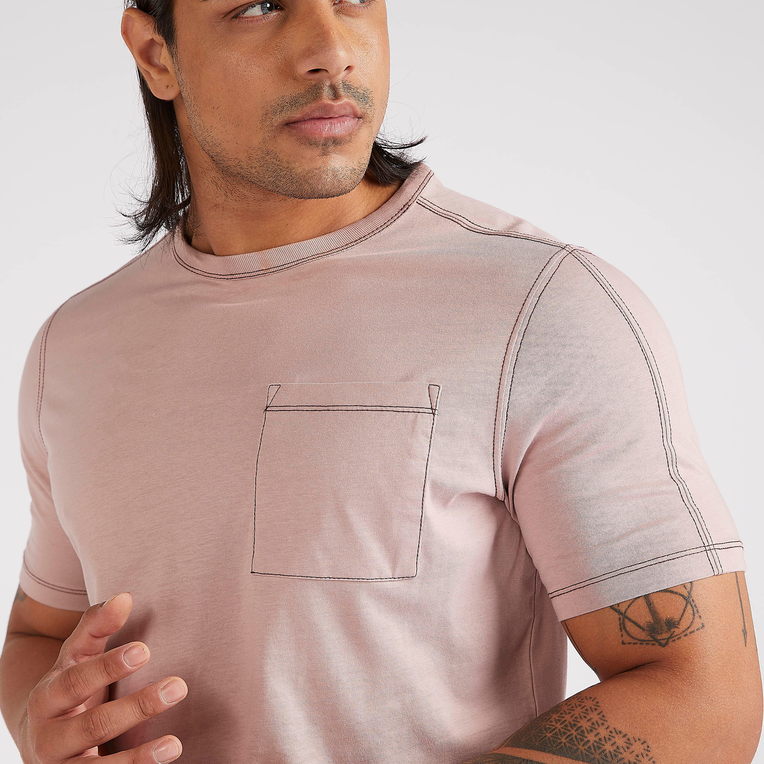 Lee Cooper Solid Crew Neck T-shirt with Pocket-men-clothing-tshirtsandpolos-tshirts-image-3
