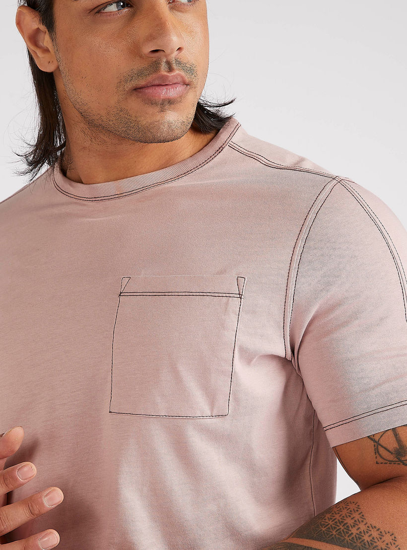 Lee Cooper Solid Crew Neck T-shirt with Pocket-men-clothing-tshirtsandpolos-tshirts-image-3