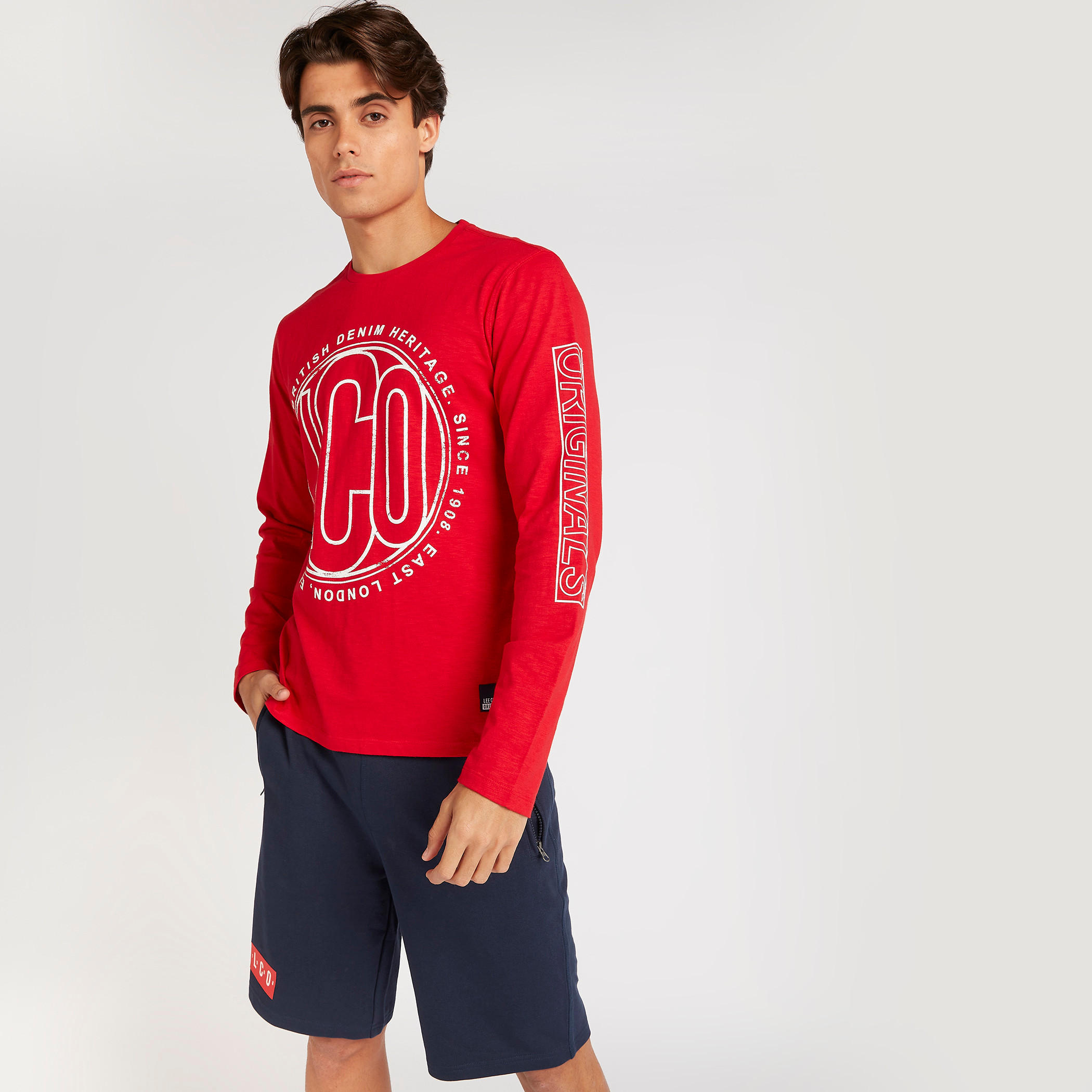 تيشيرت بأكمام طويلة وطبعات من لي كوبر-men-clothing-tshirtsandpolos-tshirts-image-1