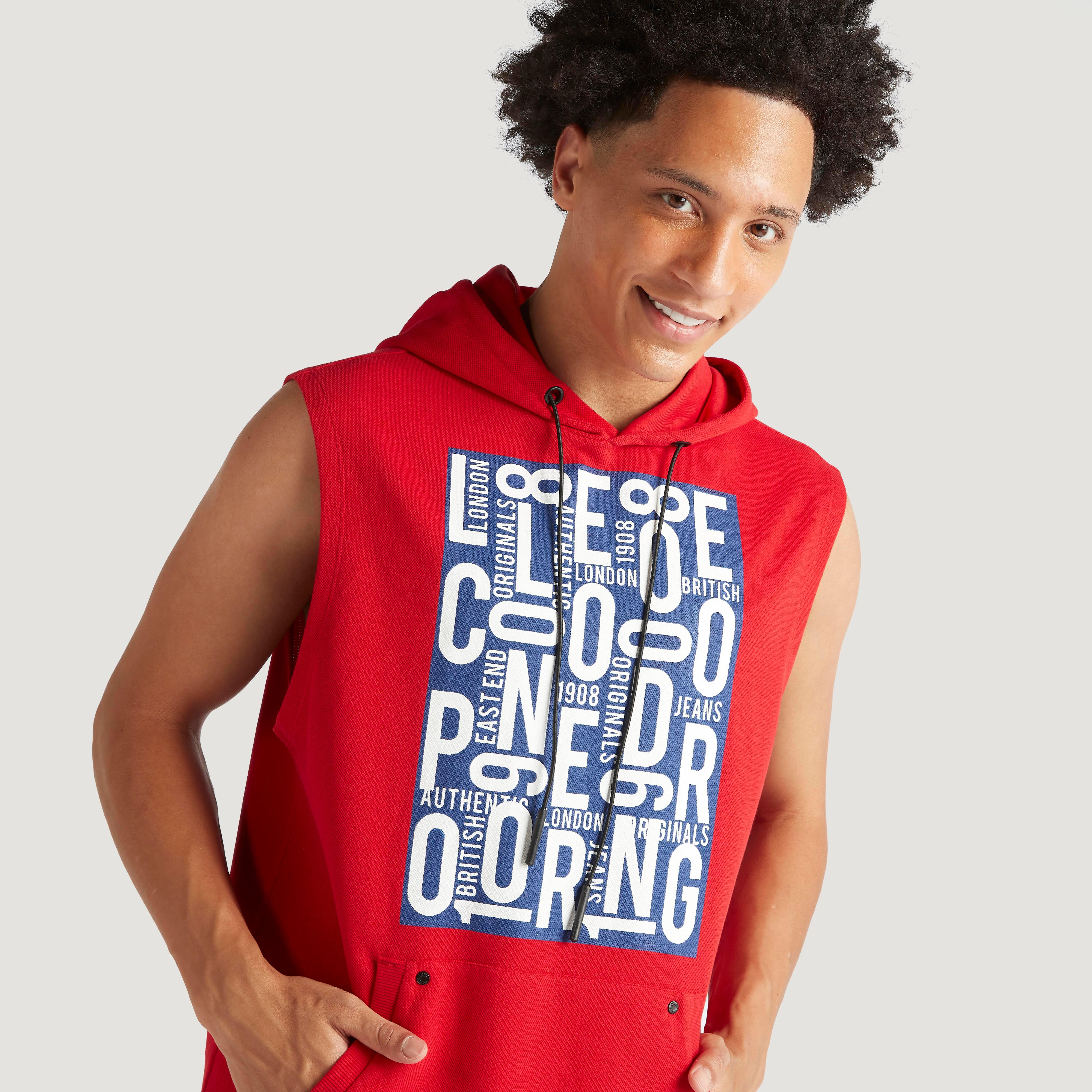 هودي دون أكمام بطبعات وجيب كنغر من لي كوبر-men-winterwear-hoodiesandsweatshirts-image-5