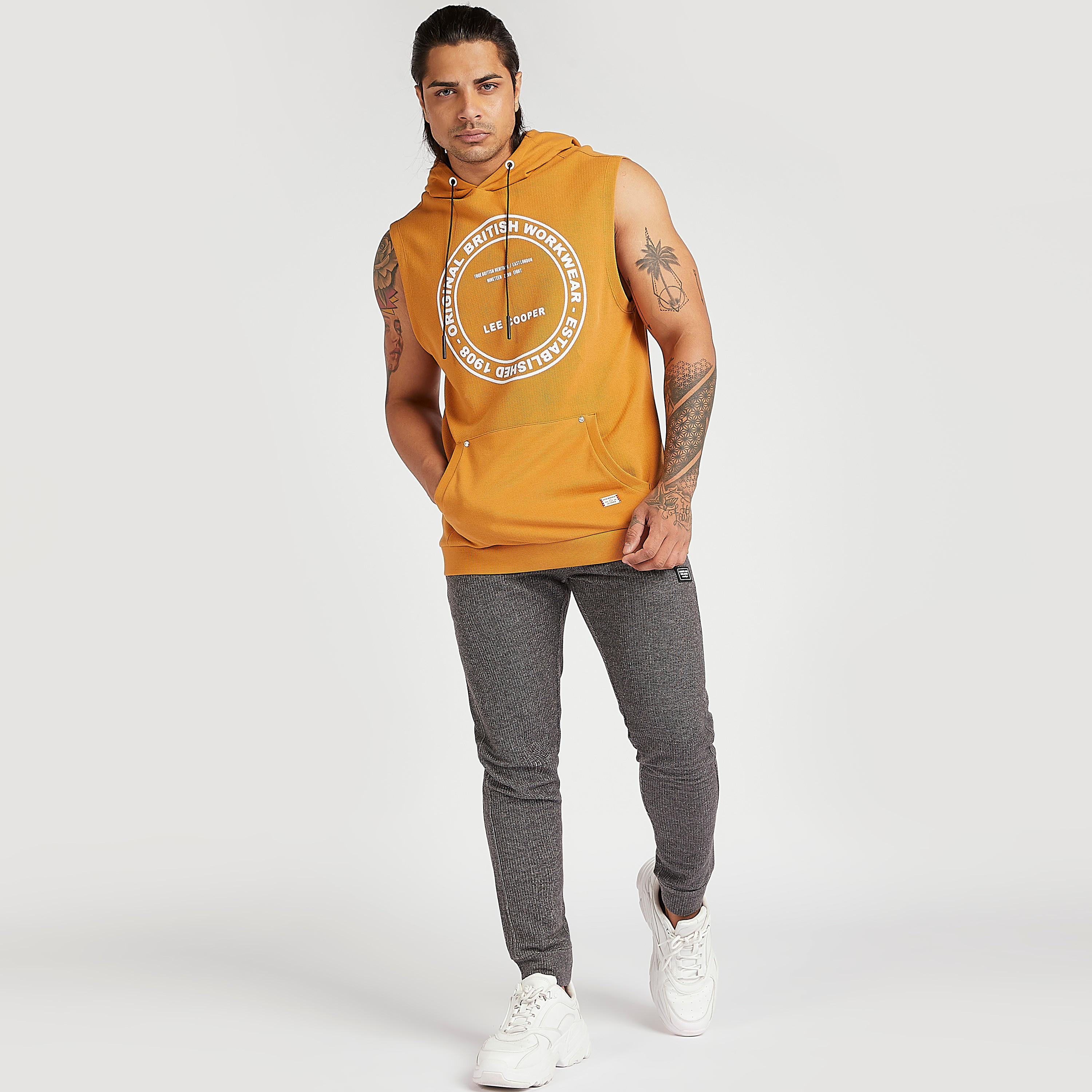 هودي دون أكمام بطبعات شعار من لي كوبر-men-winterwear-hoodiesandsweatshirts-image-2