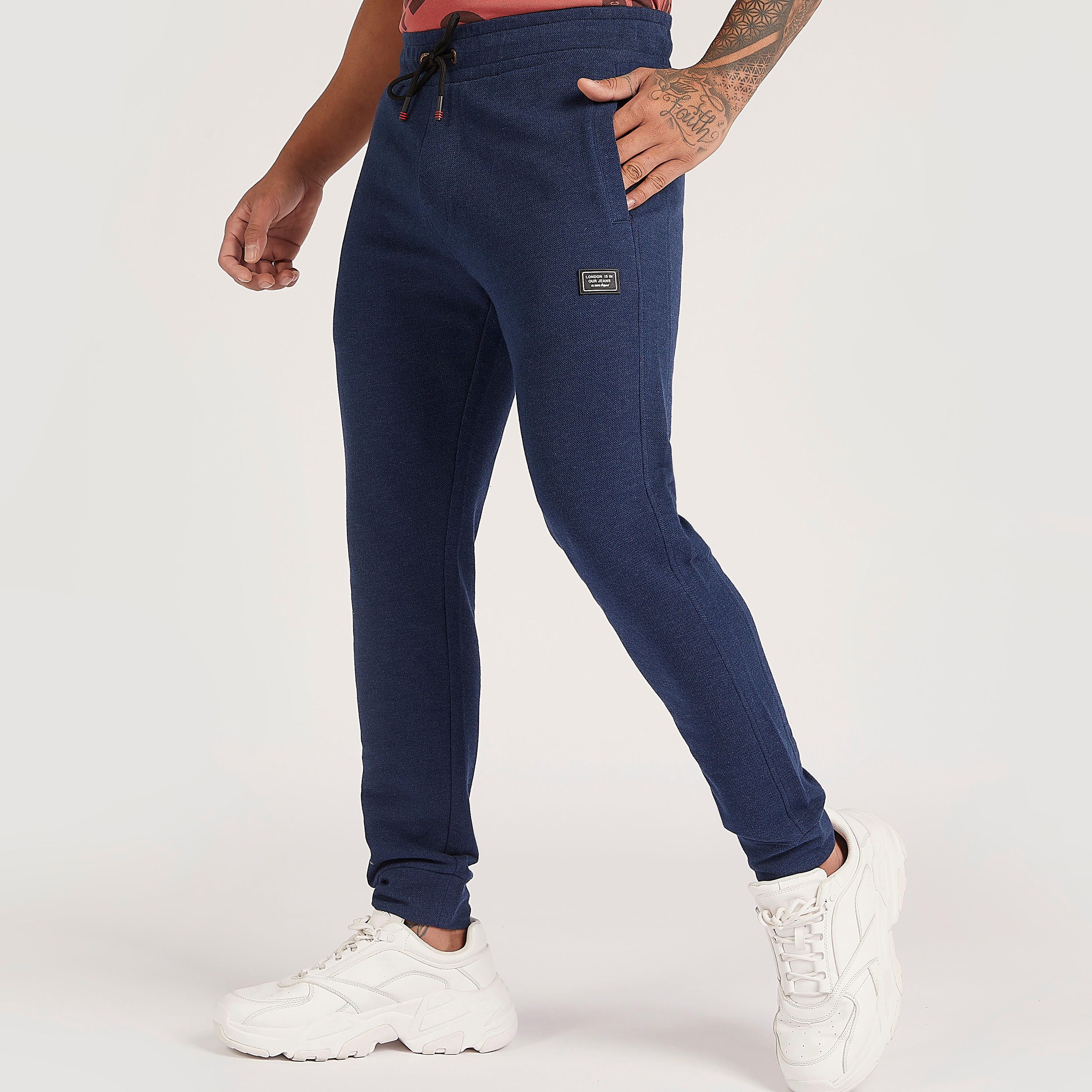Lee Cooper Textured Flexi Waist Joggers with Pockets-men-clothing-bottoms-joggers-image-1