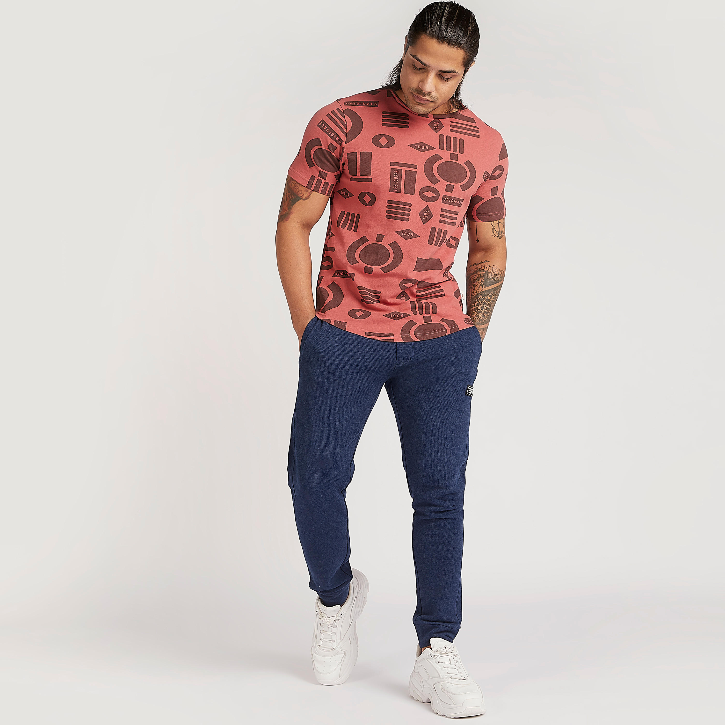 Lee Cooper Textured Flexi Waist Joggers with Pockets-men-clothing-bottoms-joggers-image-2