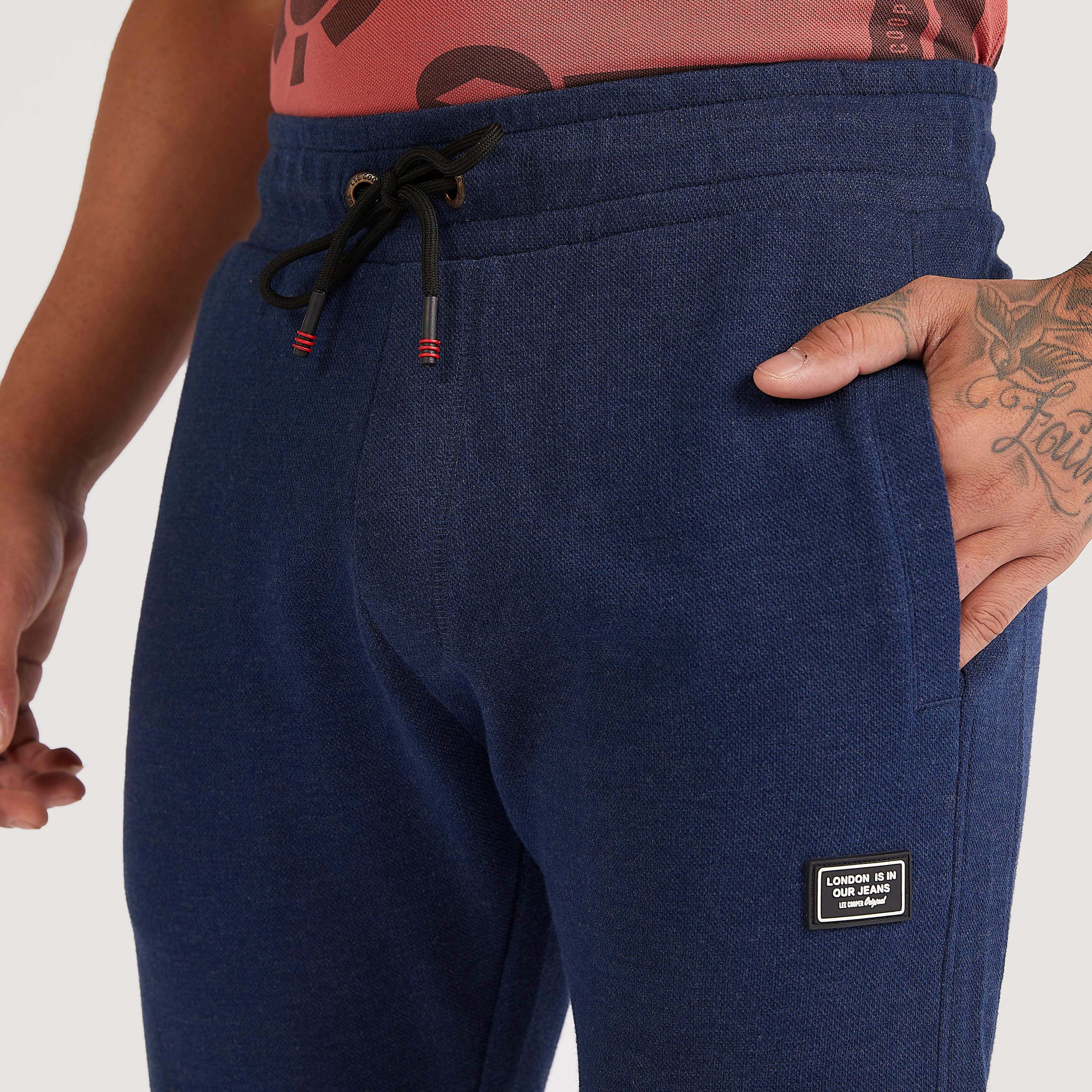 Lee Cooper Textured Flexi Waist Joggers with Pockets-men-clothing-bottoms-joggers-image-3