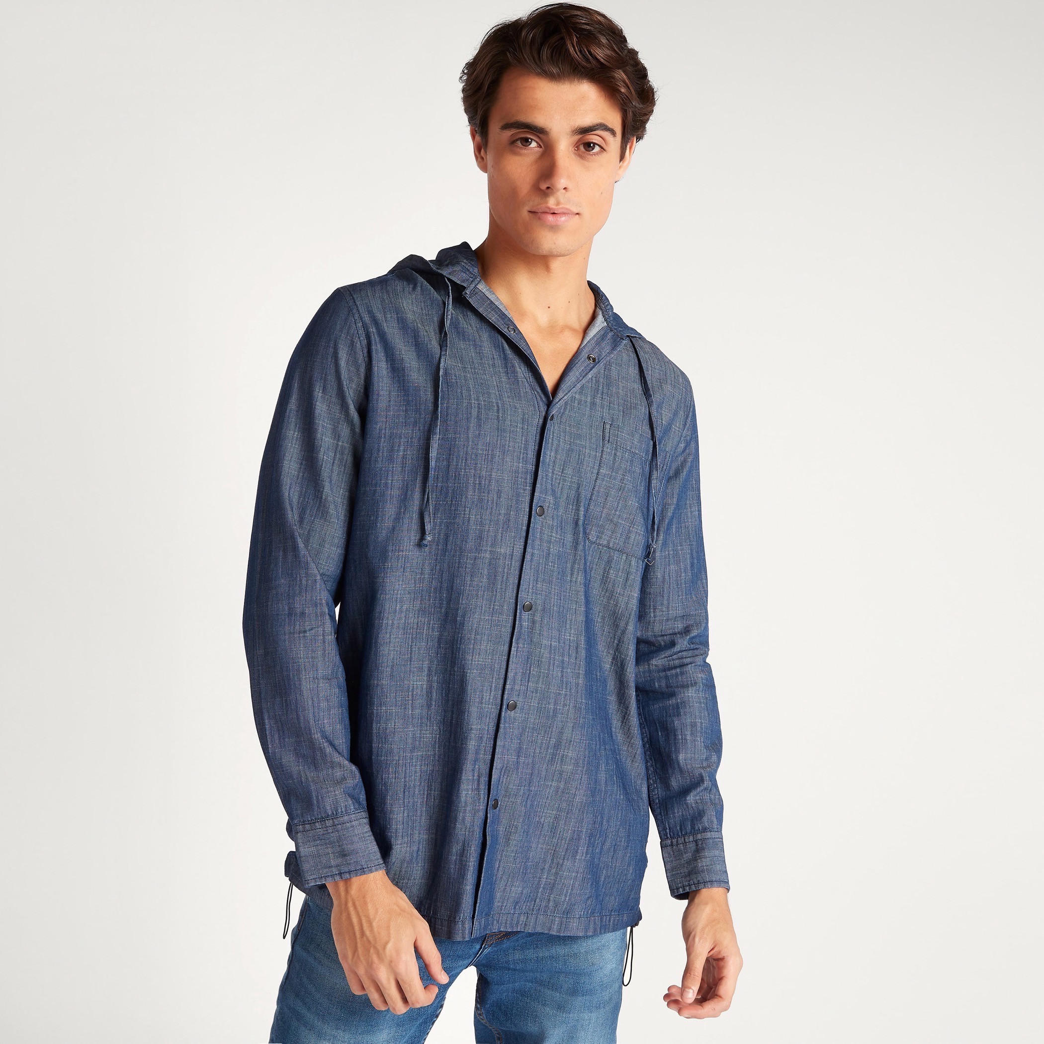 قميص بقبعّة بأكمام طويلة من لي كوبر-men-clothing-shirts-image-5