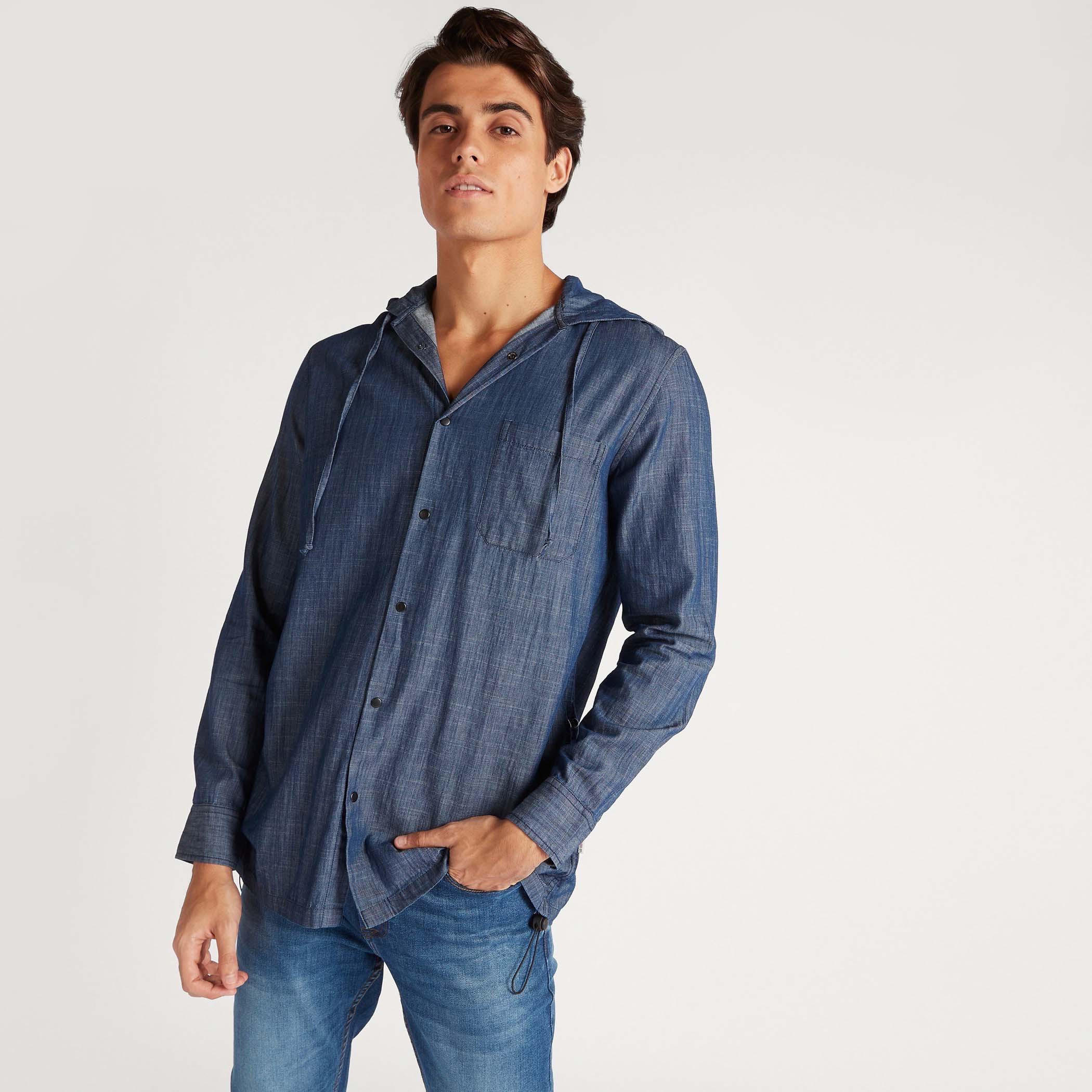 قميص بقبعّة بأكمام طويلة من لي كوبر-men-clothing-shirts-image-7