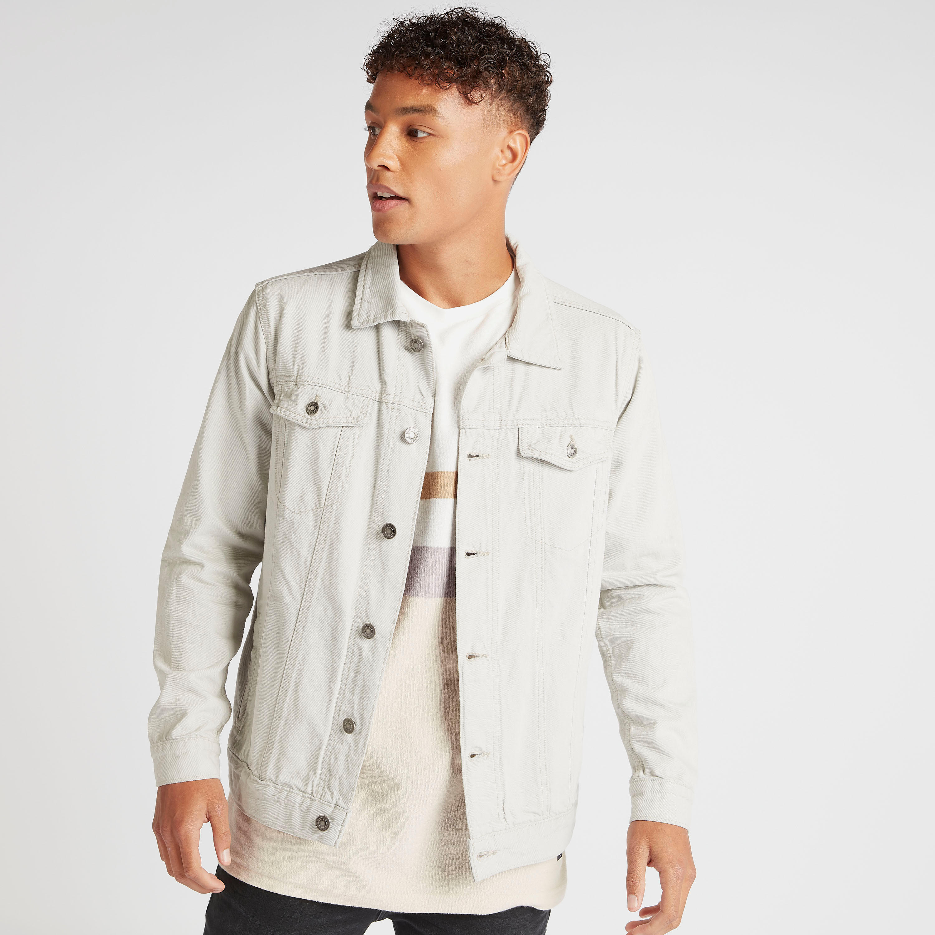 Lee Cooper Solid Denim Jacket with Flap Pockets-men-clothing-jacketsandblazers-jackets-image-1