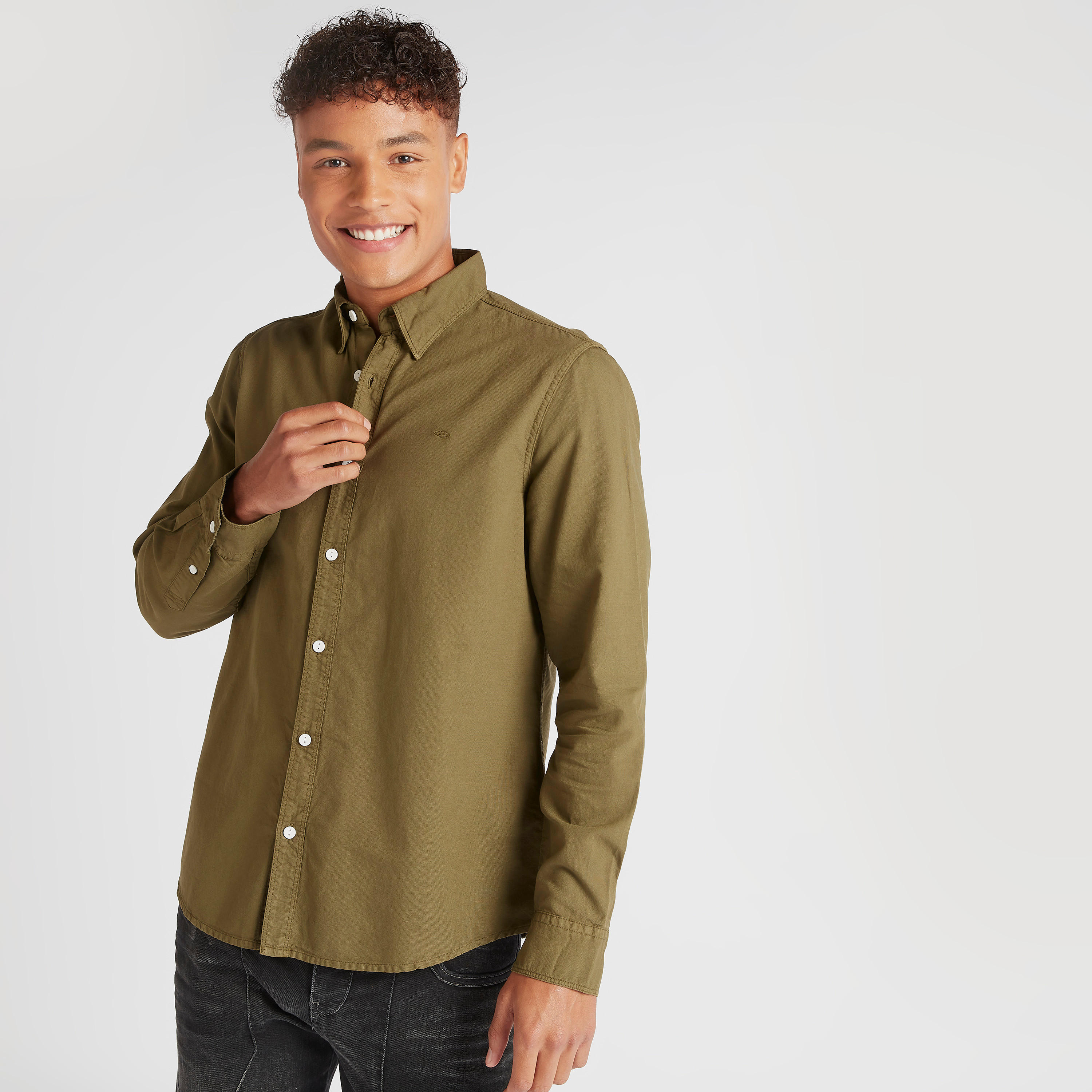 قميص سادة بأكمام طويلة من لي كوبر-men-clothing-shirts-image-5