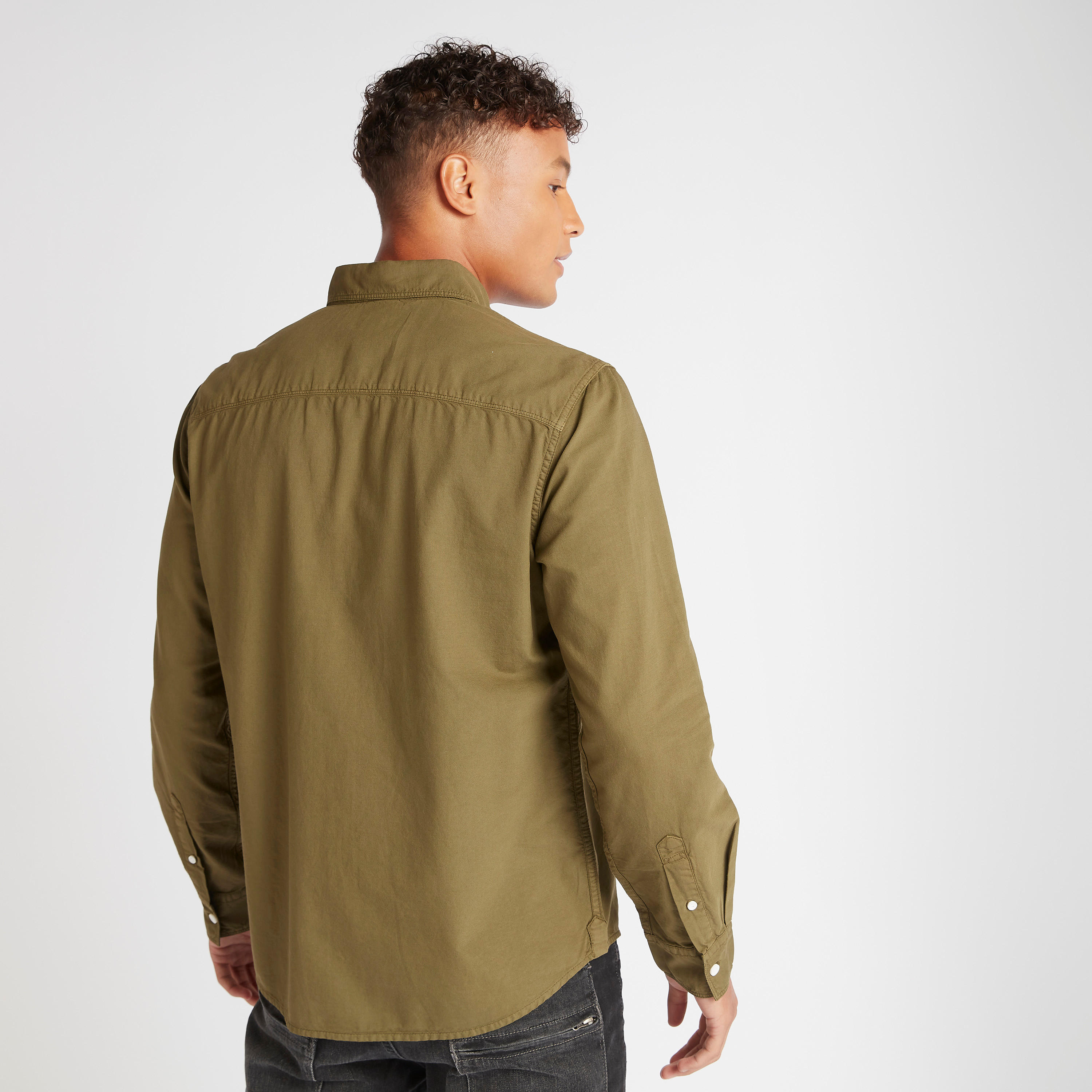 قميص سادة بأكمام طويلة من لي كوبر-men-clothing-shirts-image-2
