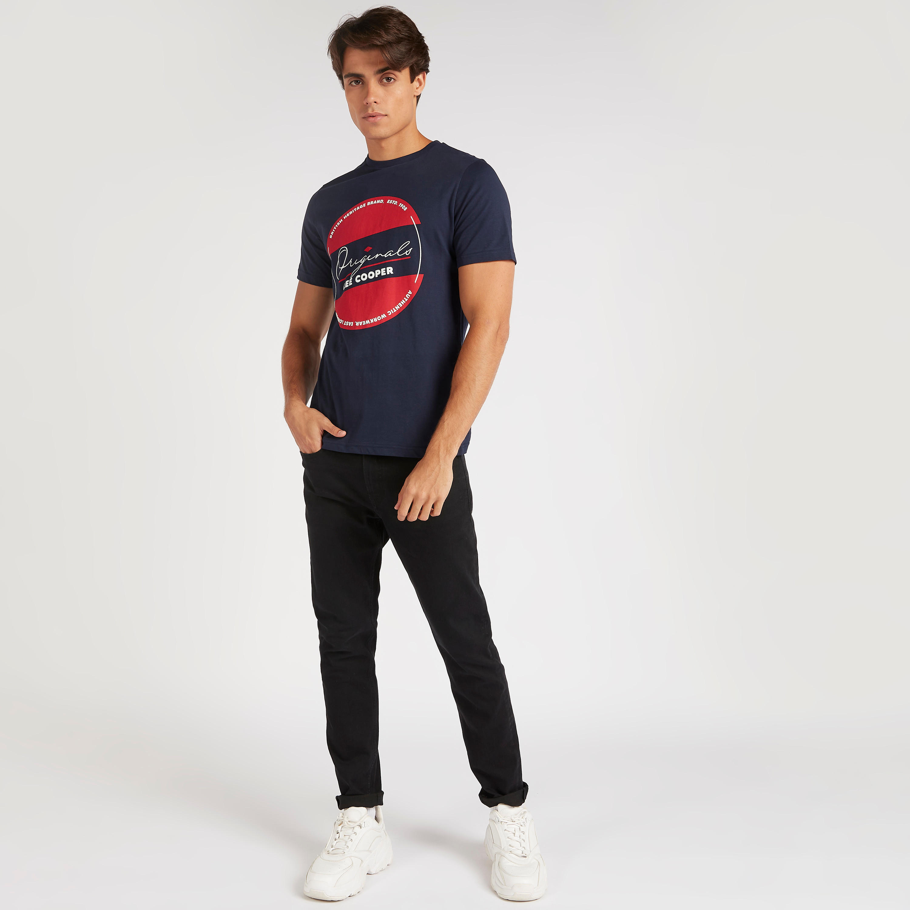 Lee Cooper Printed Crew Neck T-shirt with Short Sleeves-men-clothing-tshirtsandpolos-tshirts-image-2